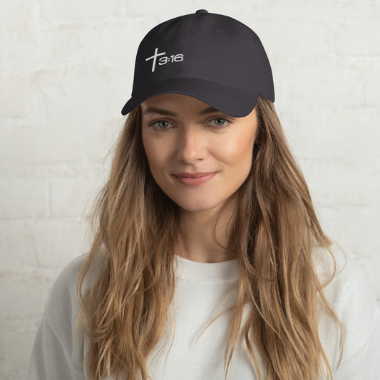 T316 Icon embroidered Christian dad hat in black— Trinity 3:16 faith apparel
That completes the Dad Hat pair — Black thread and White thread. Ready for the Trucker Hat next, or wherever you'd like to go.