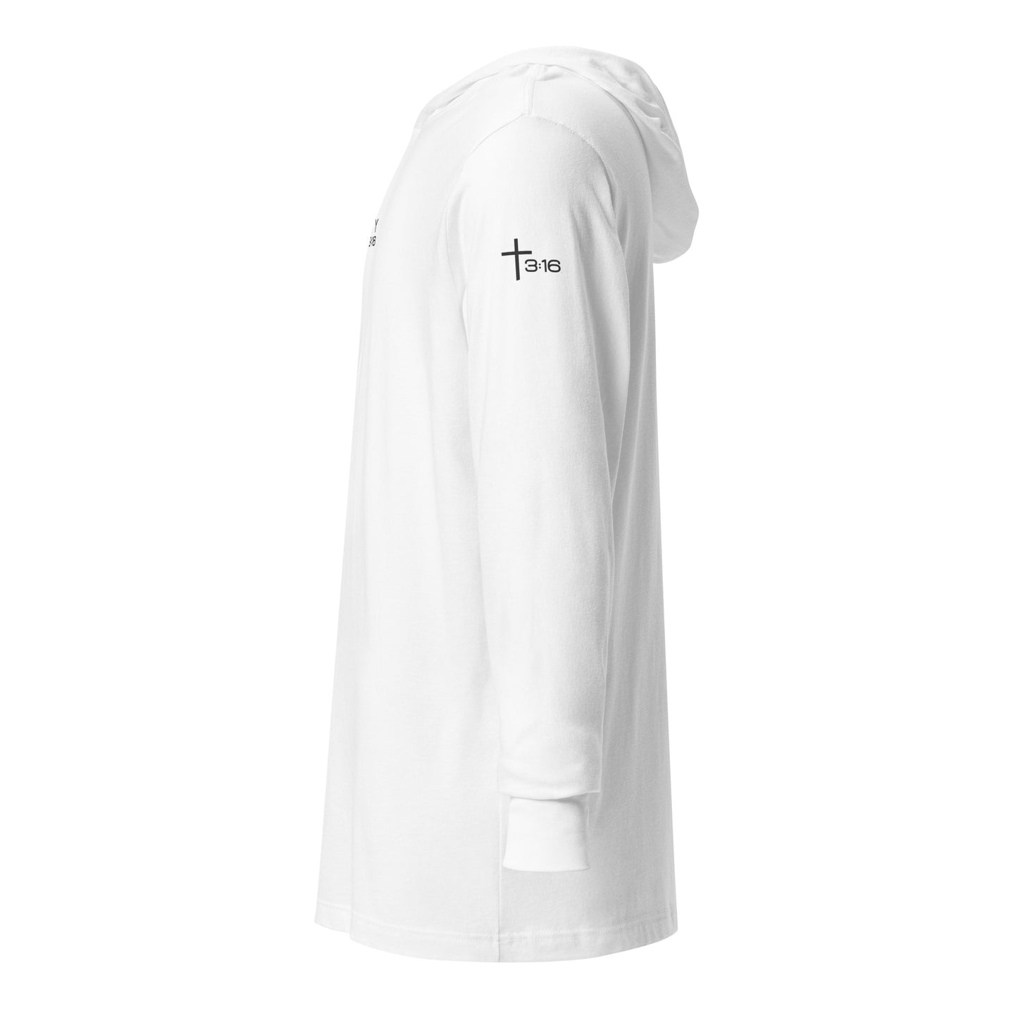 Trinity 3:16 Logo Christian jersey hoodie in white— Trinity 3:16 faith apparel