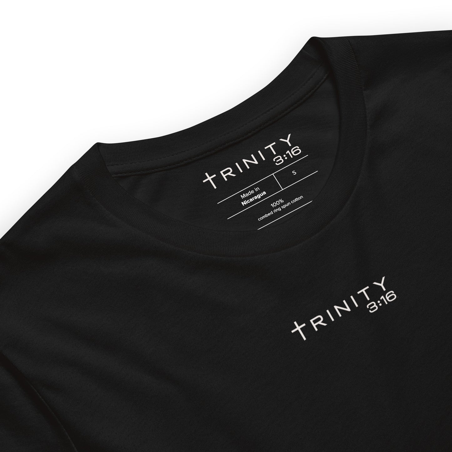 Lion of Judah Christian tee in black — Trinity 3:16 faith apparel
