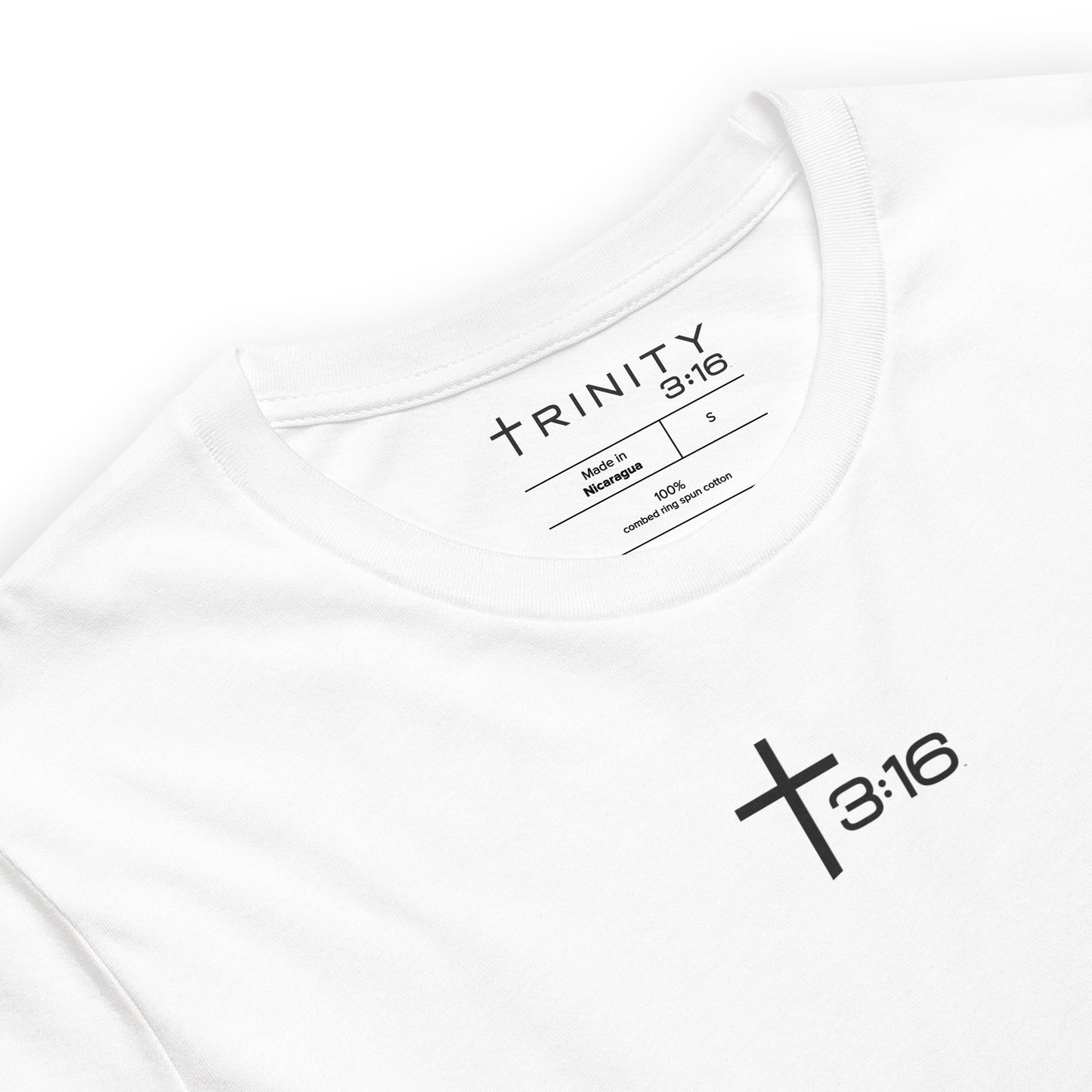 T316 Icon Christian tee in white— Trinity 3:16 faith apparel