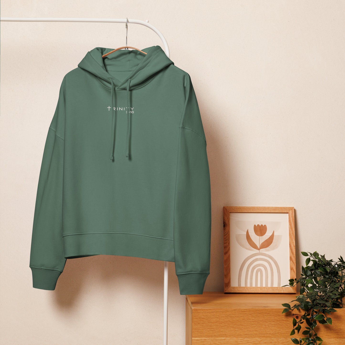 rinity 3:16 Logo Christian womens hoodie in green— Trinity 3:16 faith apparel