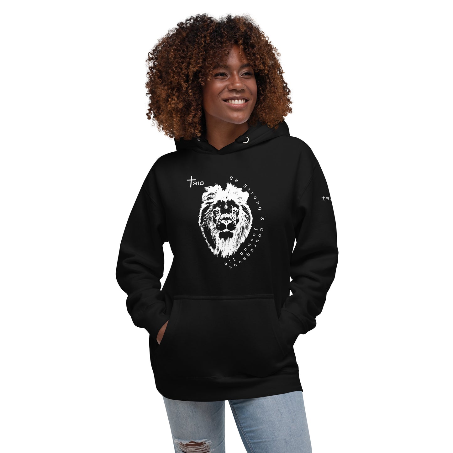 Unisex premium black hoodie featuring a lion, symbolizing the king of the jungle, perfect for casual wear.