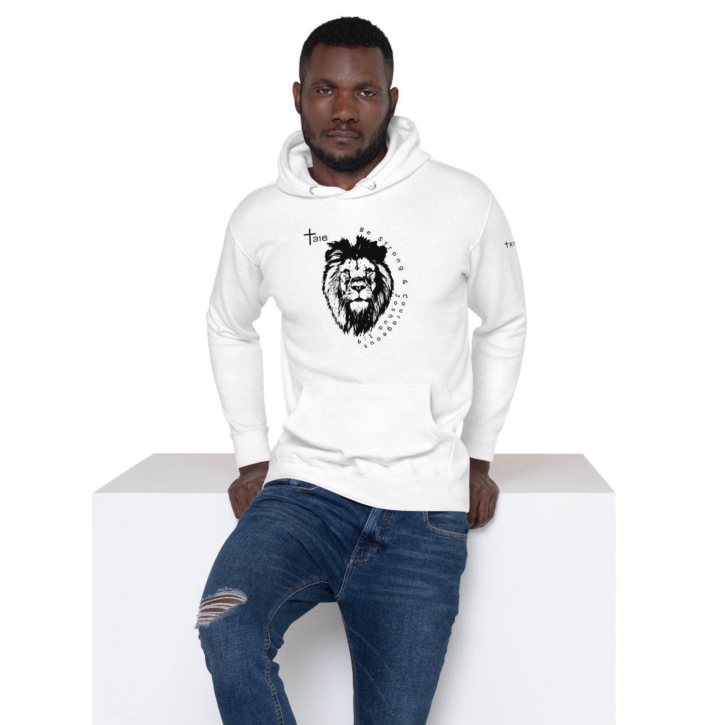 Unisex premium hoodie in white featuring a Lion King design on the front, perfect for fans of all ages.