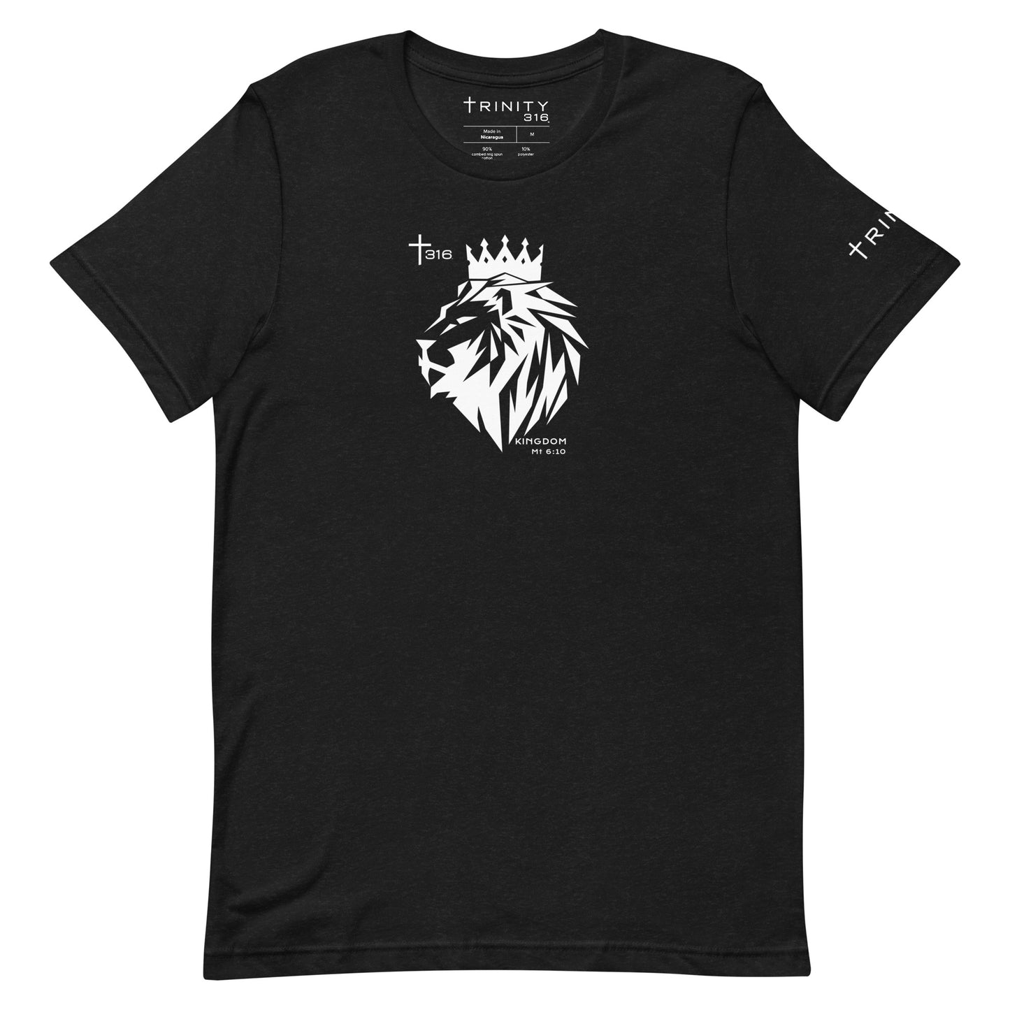 Front view of a black Lion King t-shirt, showcasing a timeless design for enthusiasts of the beloved movie.
