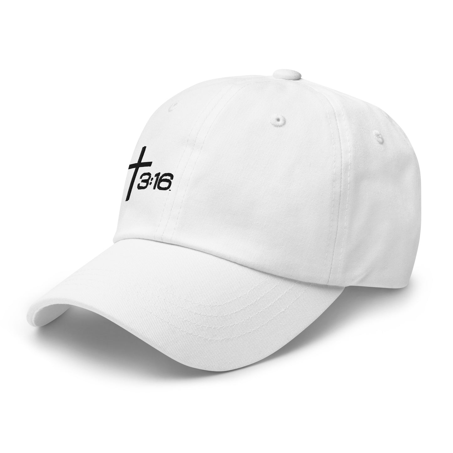 T316 Icon embroidered Christian dad hat in white— Trinity 3:16 faith apparel