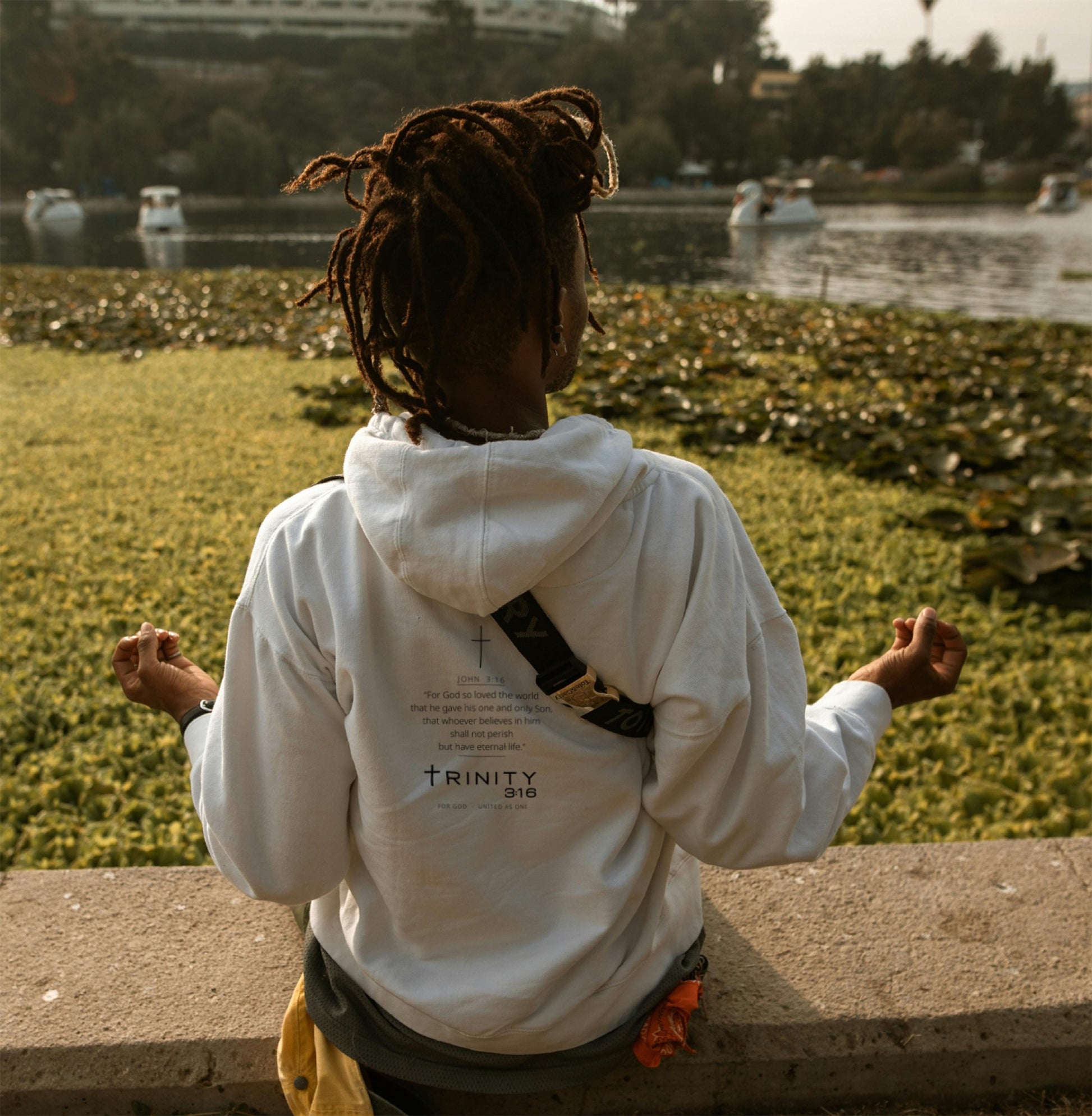 John 3:16 Christian womens hoodie in  white— Trinity 3:16 faith apparel