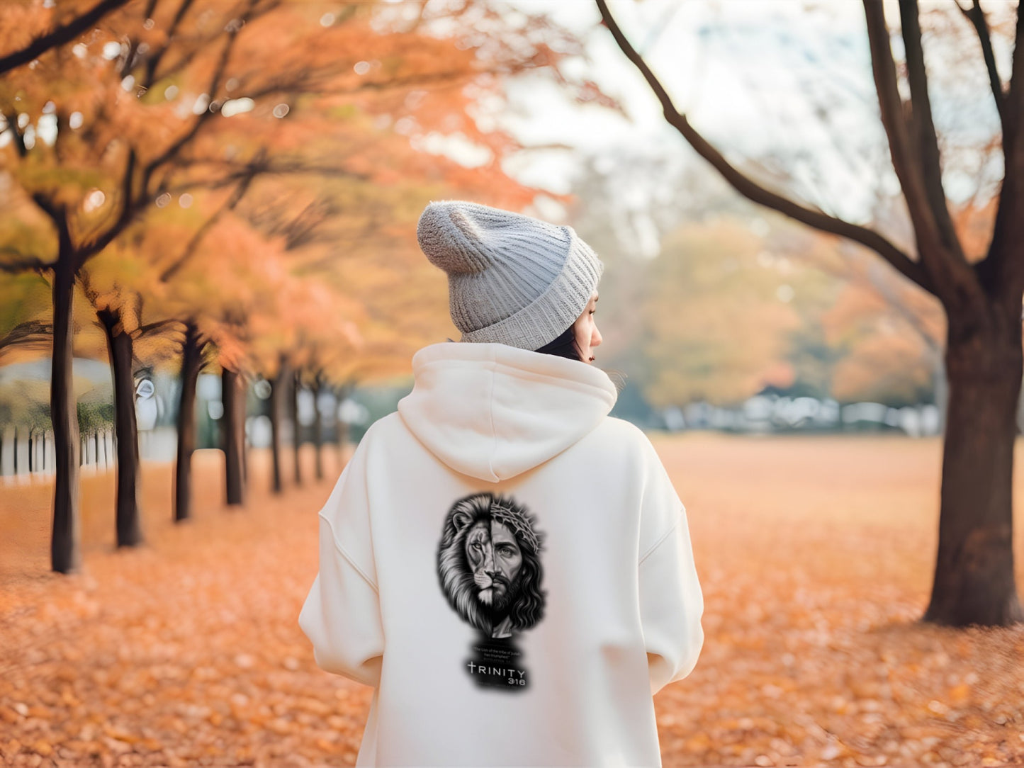 John 3:16 Christian womens hoodie in  white— Trinity 3:16 faith apparel