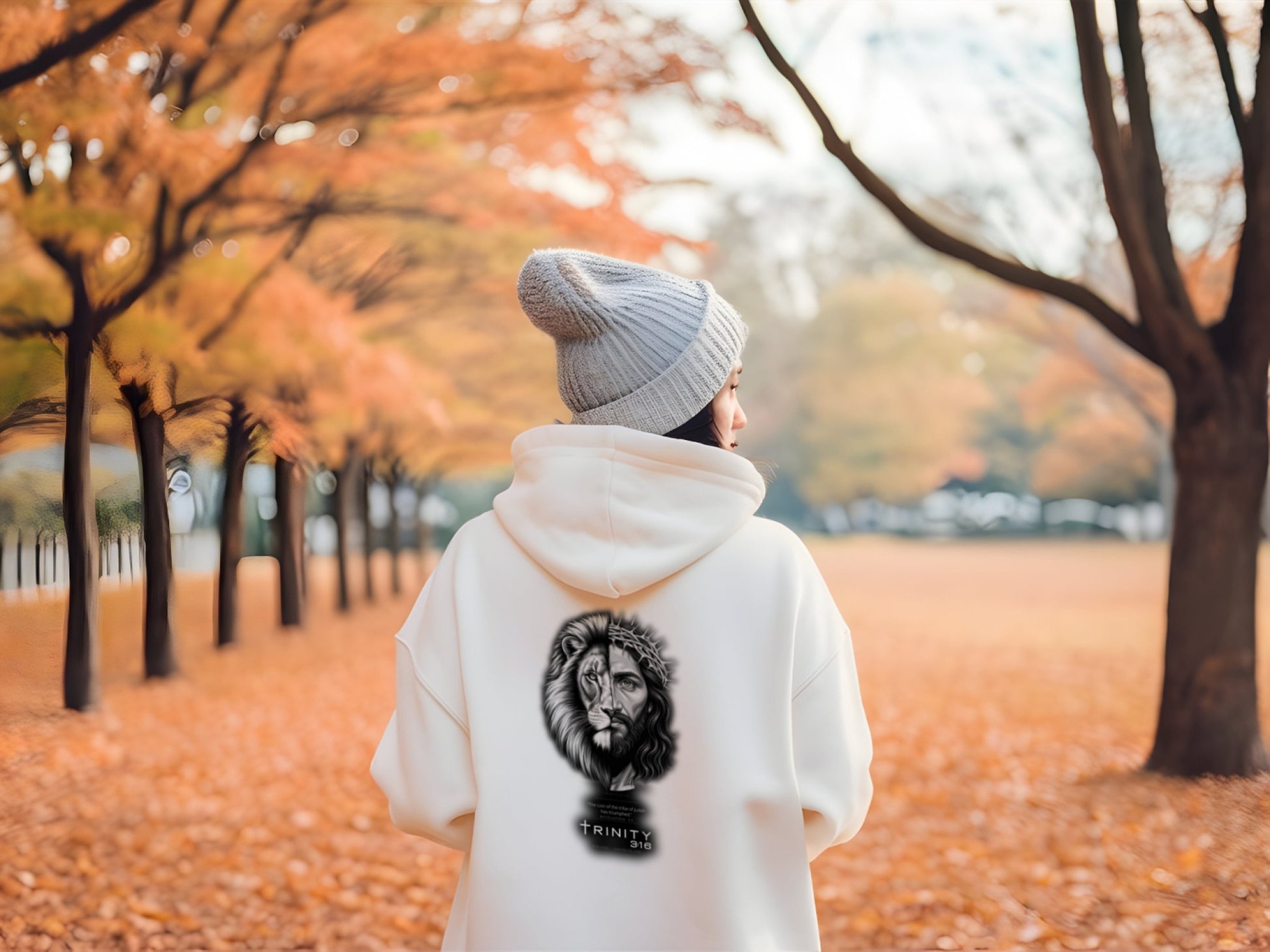 John 3:16 Christian womens hoodie in  white— Trinity 3:16 faith apparel