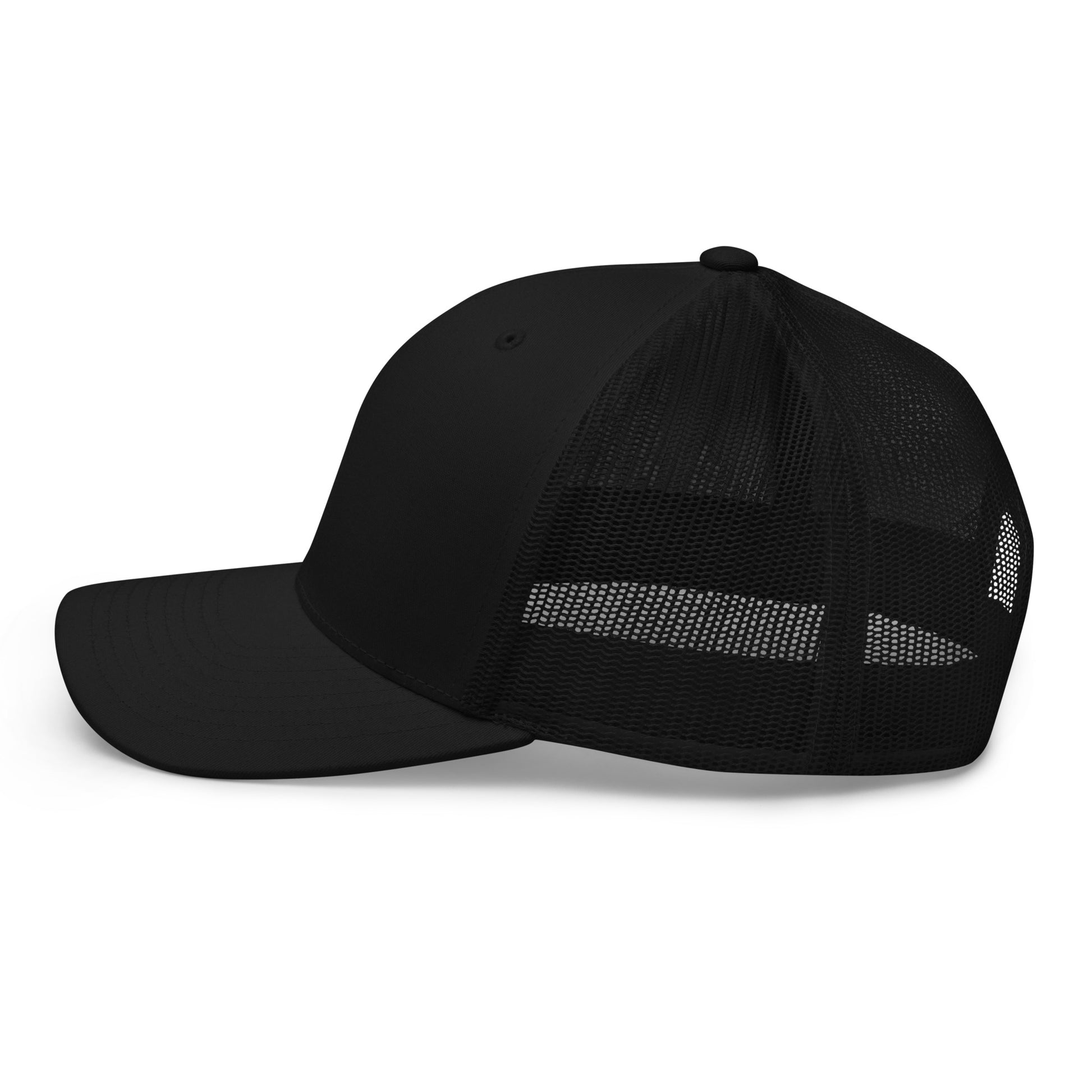 T316 Icon embroidered Christian trucker hat in black — Trinity 3:16 faith apparel