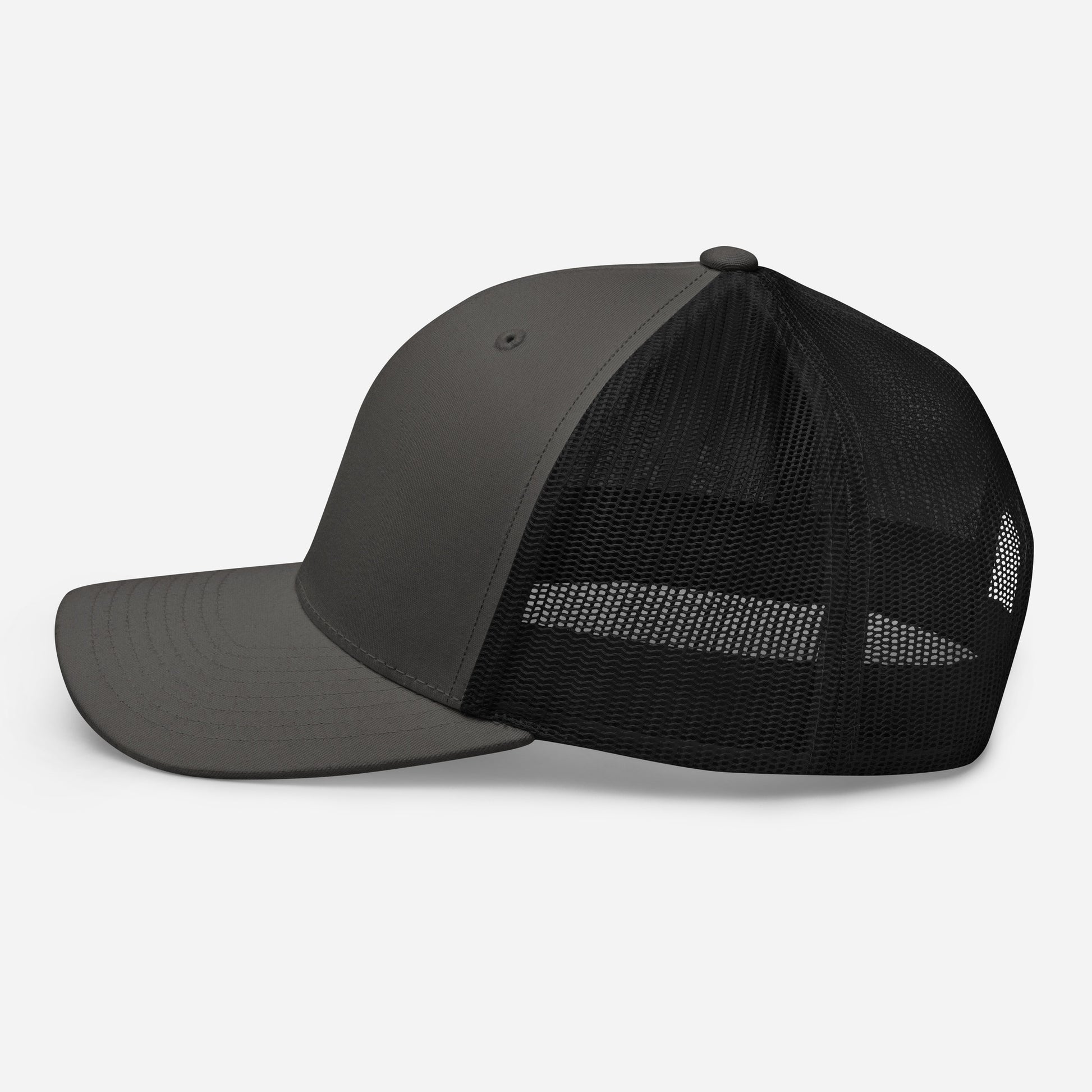 T316 Icon embroidered Christian trucker hat in charcoal black— Trinity 3:16 faith apparel