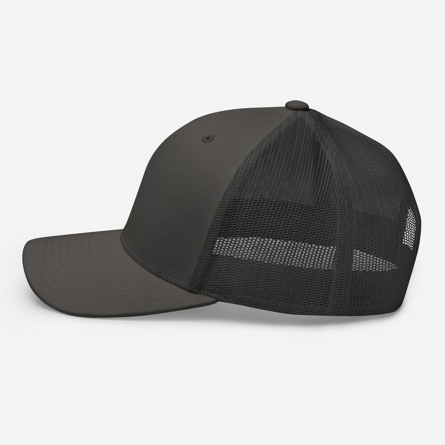 T316 Icon embroidered Christian trucker hat in charcoal — Trinity 3:16 faith apparel