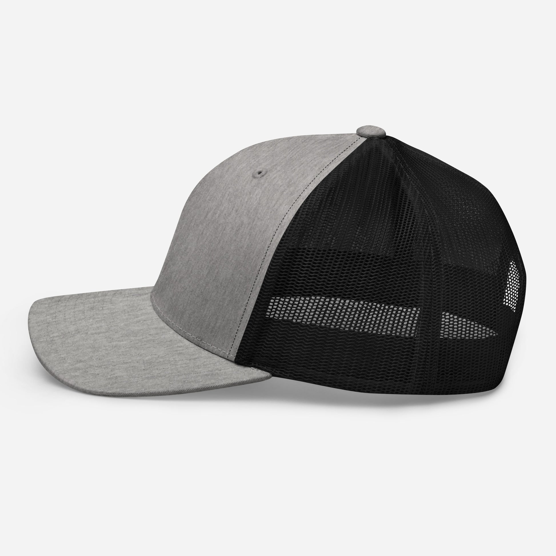 T316 Icon embroidered Christian trucker hat in heather black— Trinity 3:16 faith apparel