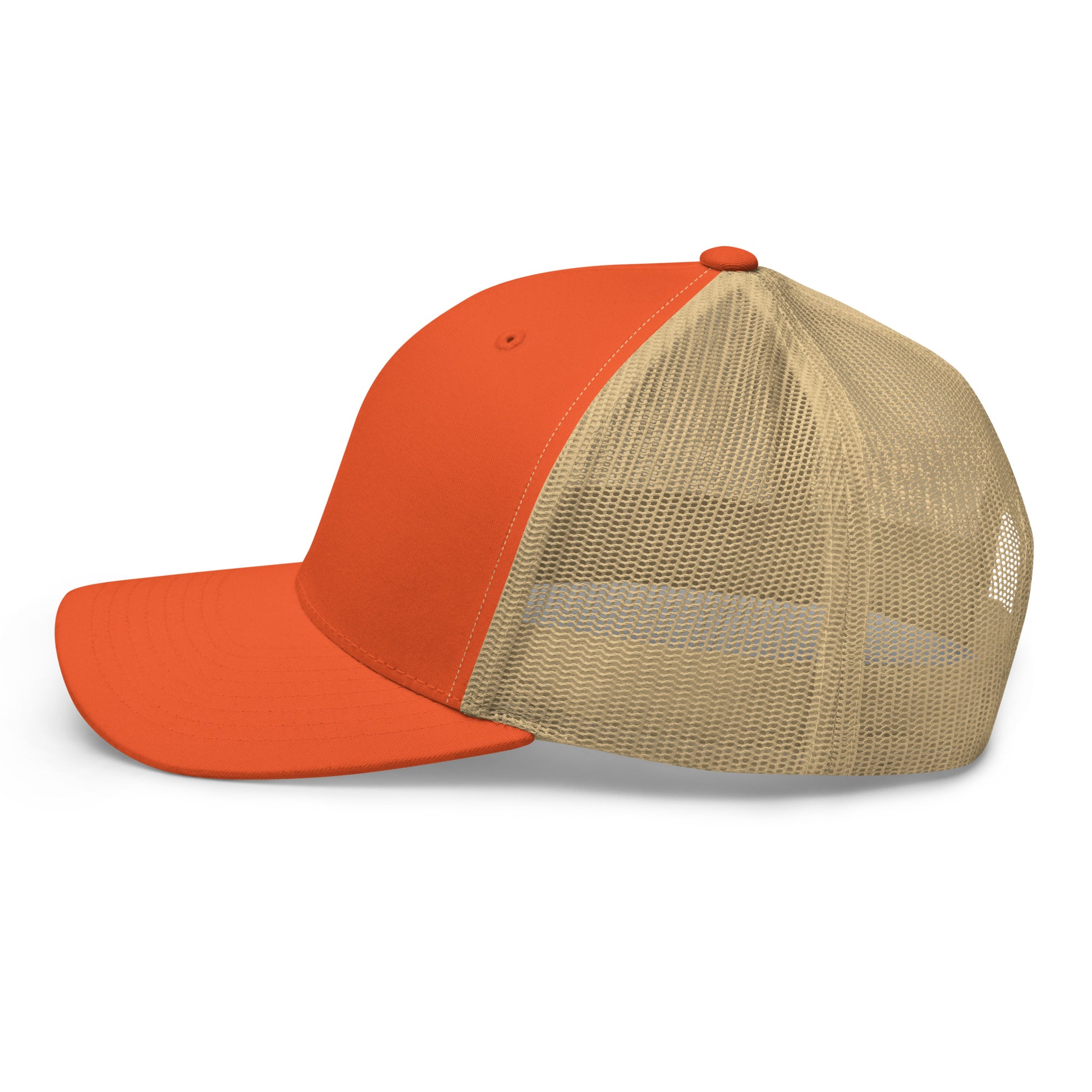 T316 Icon embroidered Christian trucker hat in rustic orange/Khaki — Trinity 3:16 faith apparel