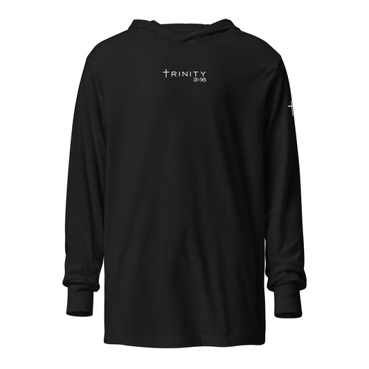Trinity 3:16 Logo Christian jersey hoodie in black— Trinity 3:16 faith apparel