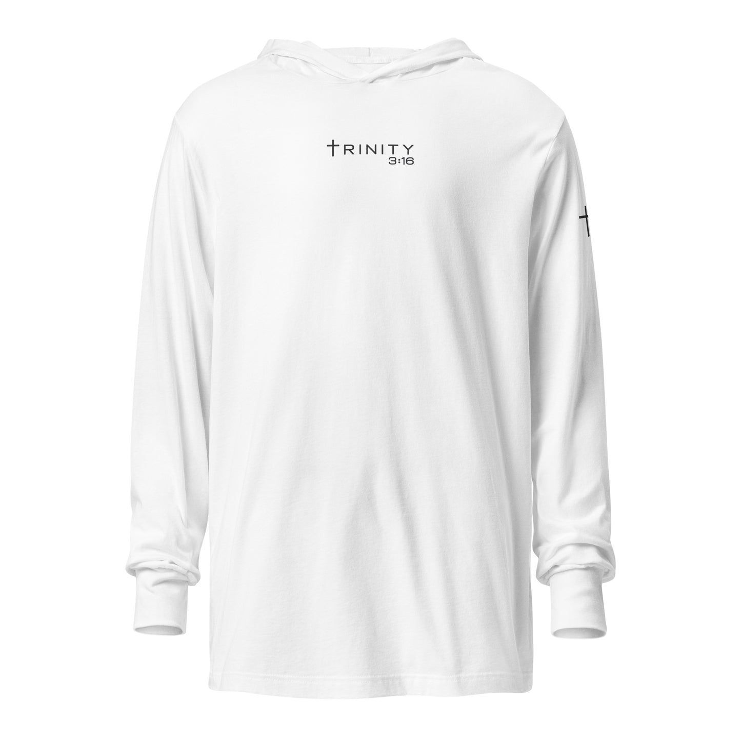 Trinity 3:16 Logo Christian jersey hoodie in white— Trinity 3:16 faith apparel