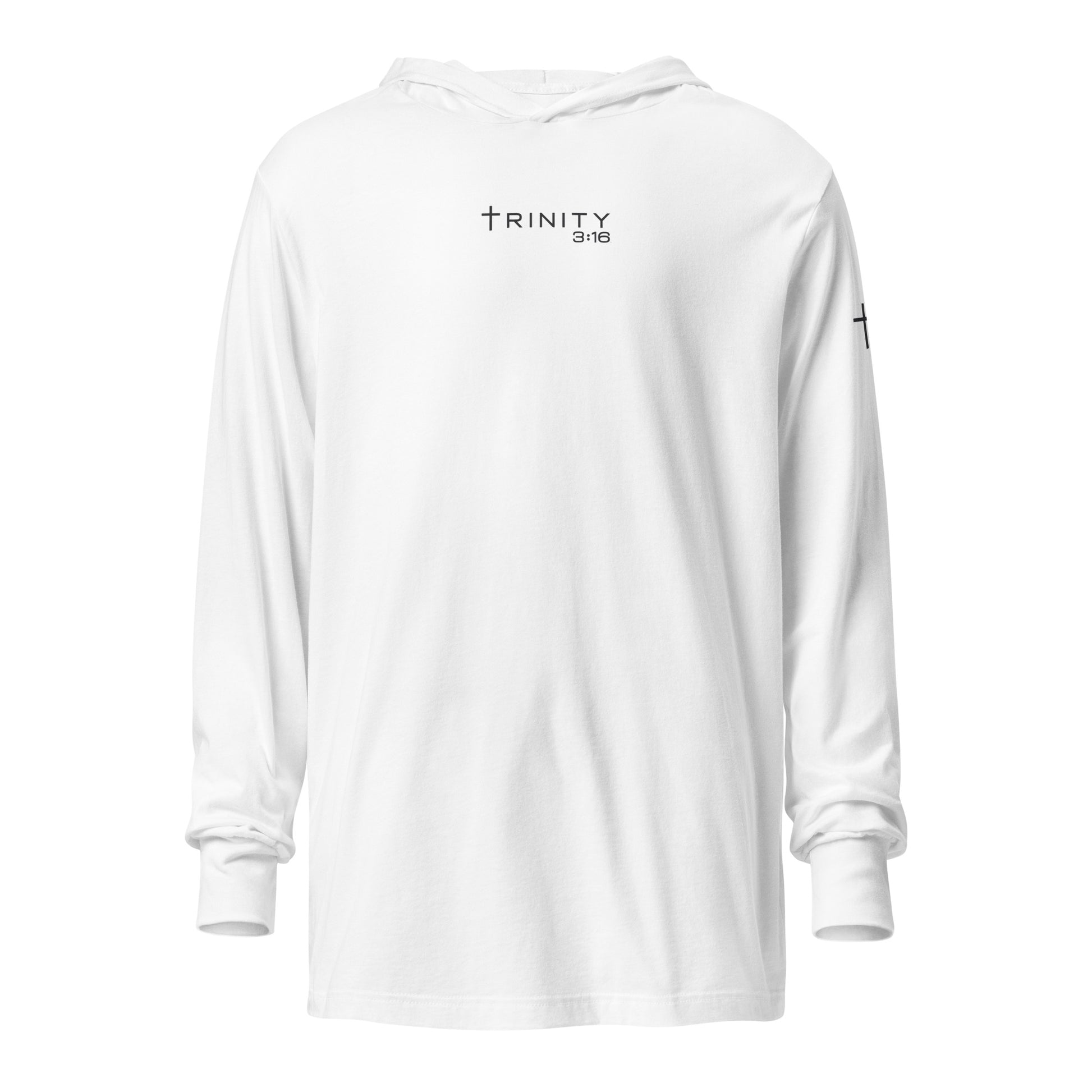 Trinity 3:16 Logo Christian jersey hoodie in white— Trinity 3:16 faith apparel