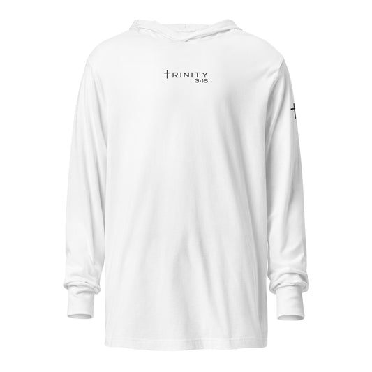 Trinity 3:16 Logo Christian jersey hoodie in white— Trinity 3:16 faith apparel