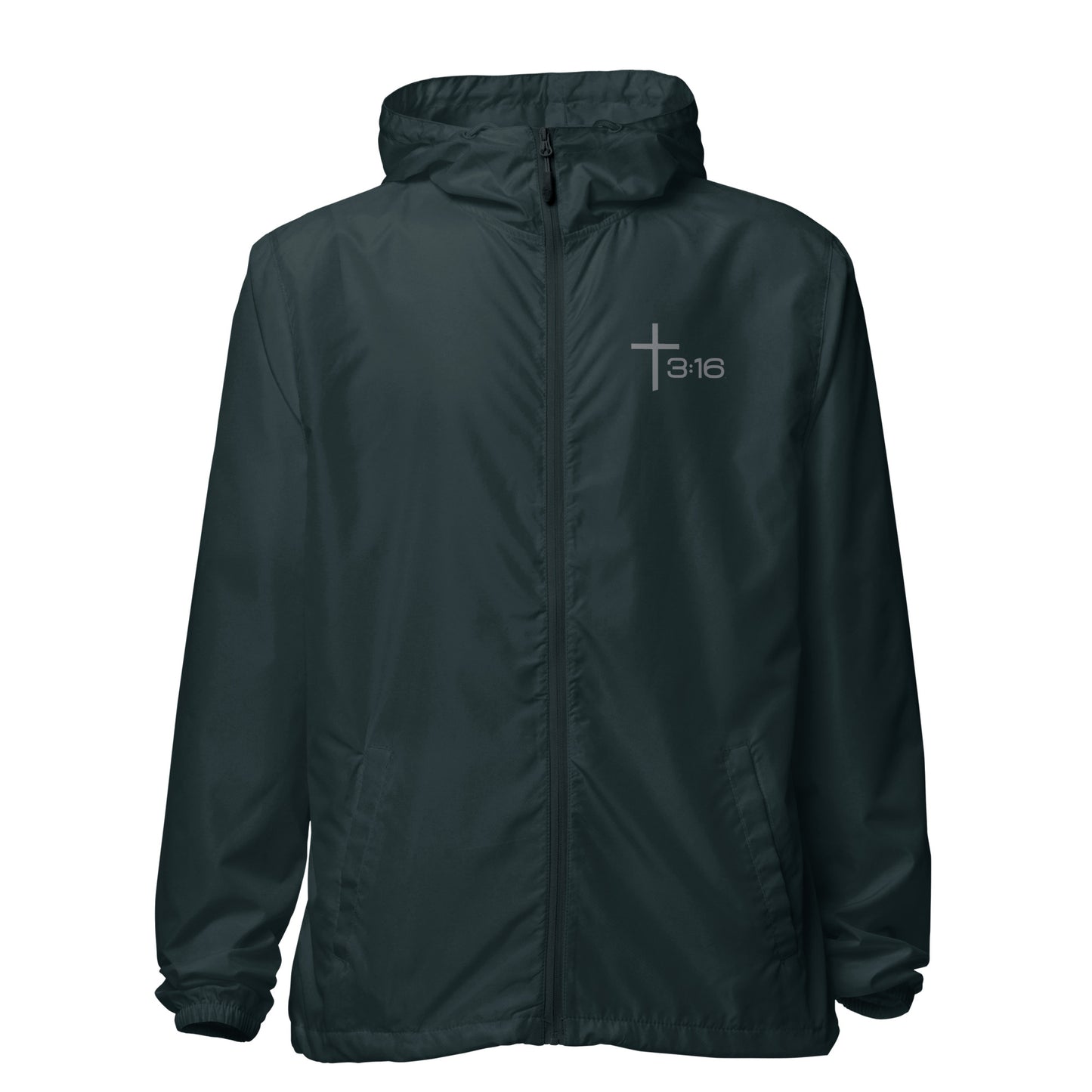 T316 Icon Christian windbreaker in navy — Trinity 3:16 faith apparel