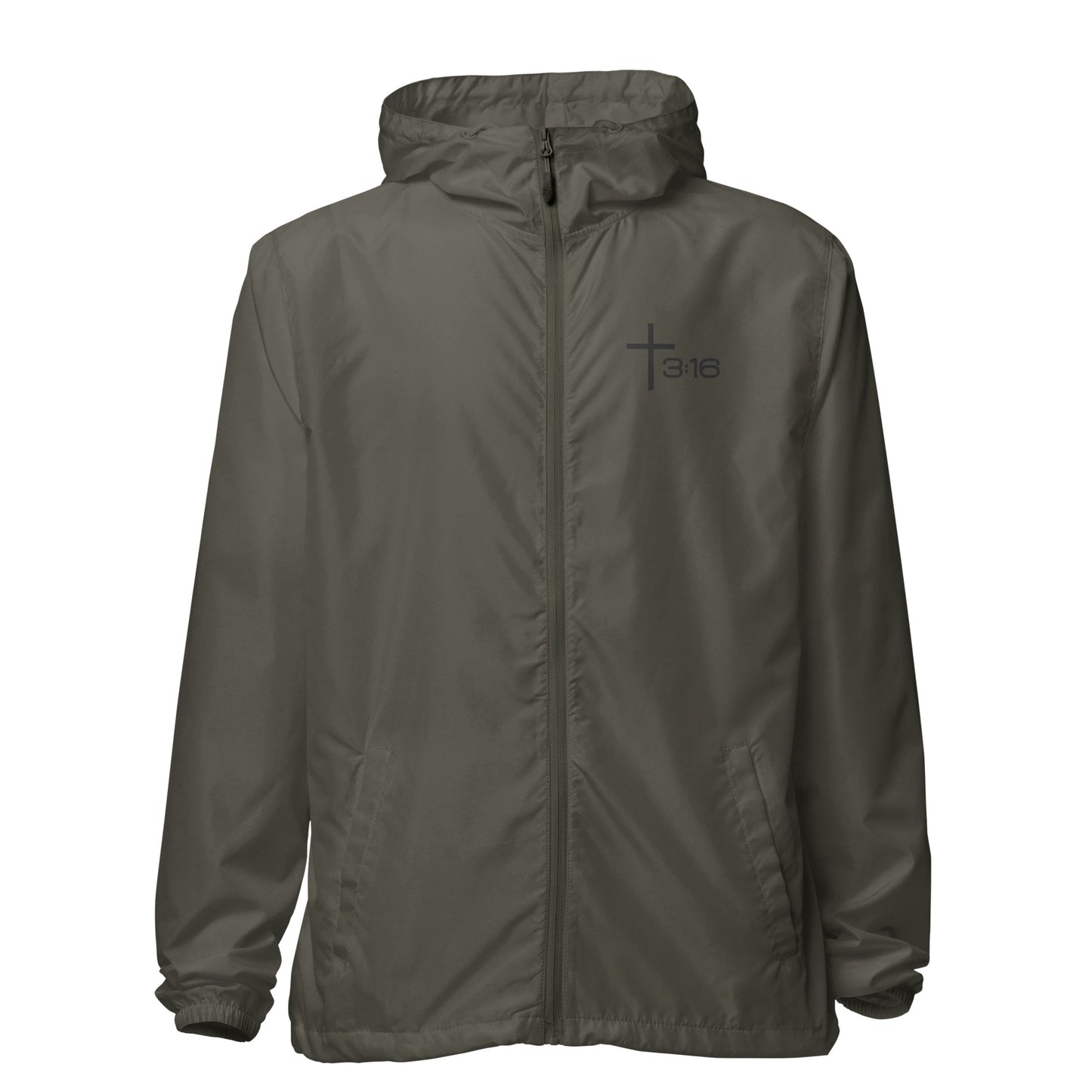 T316 Icon Christian windbreaker in graphite— Trinity 3:16 faith apparel