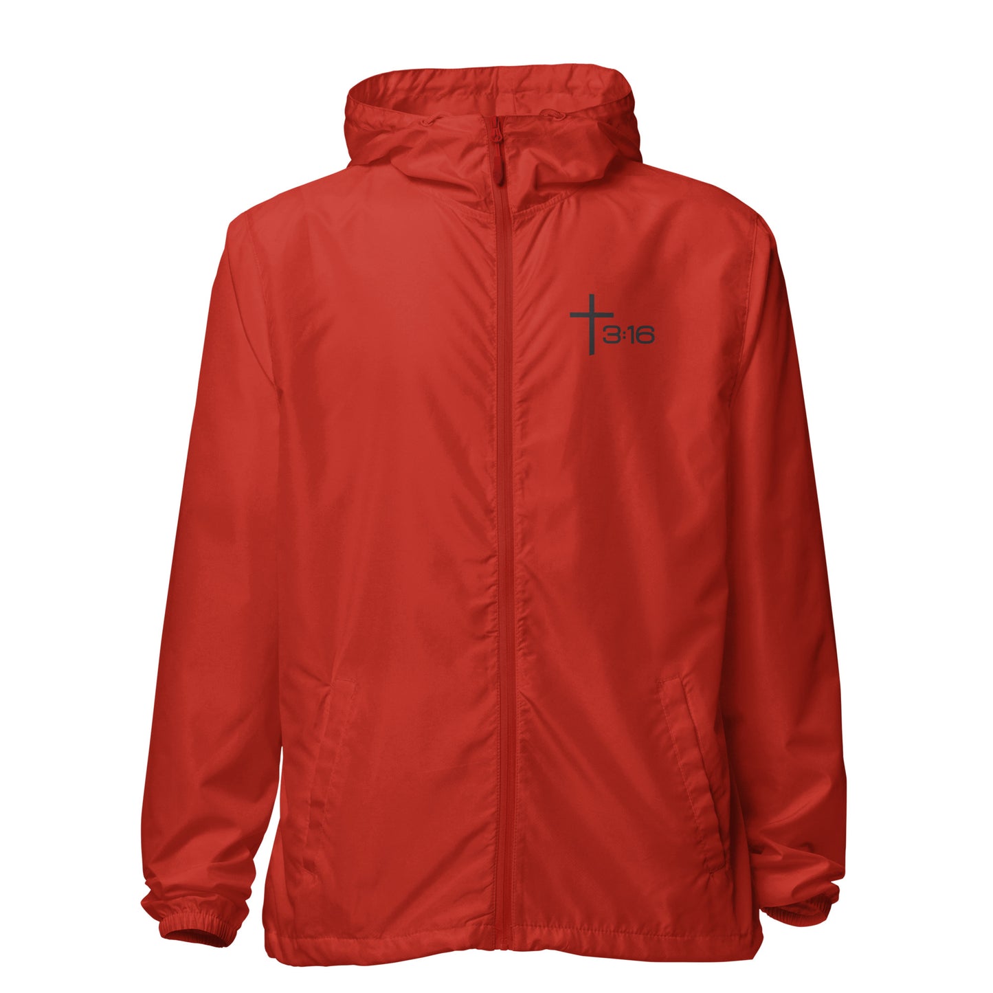 T316 Icon Christian windbreaker in red— Trinity 3:16 faith apparel