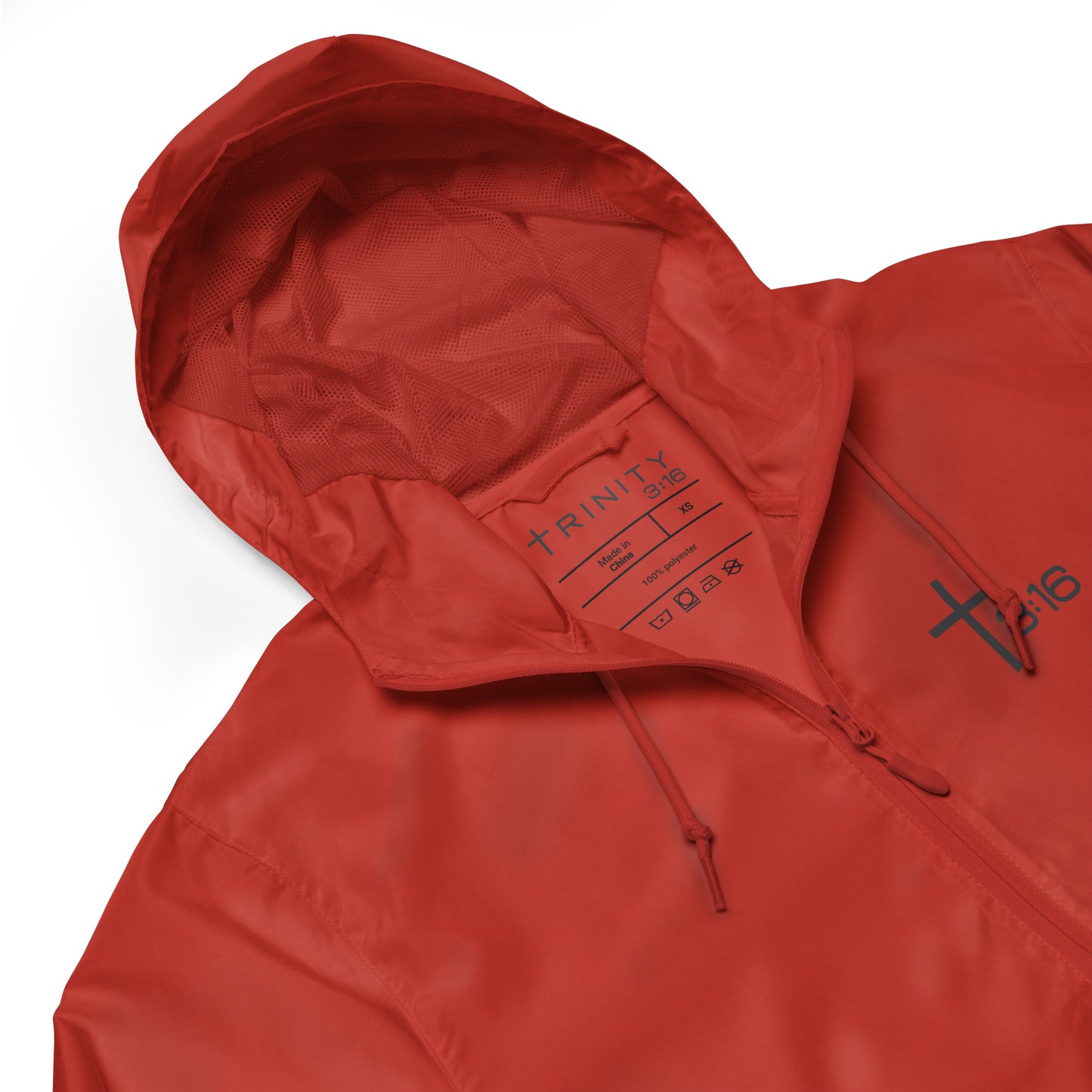 T316 Icon Christian windbreaker in maroon— Trinity 3:16 faith apparel