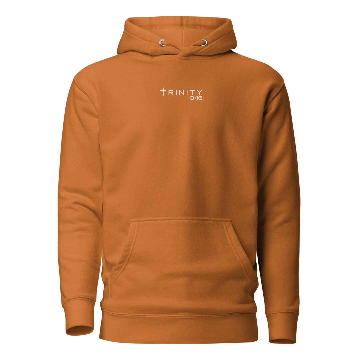 John 3:16 Christian hoodie in adobe— Trinity 3:16 faith apparel