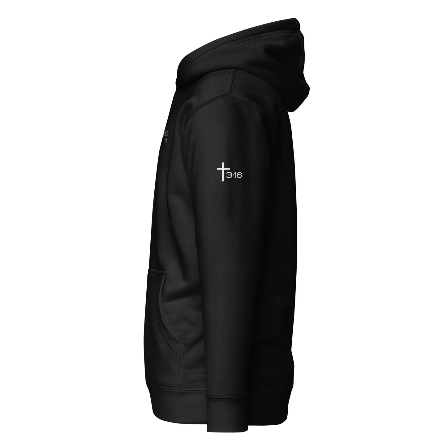 T316 Logo Christian hoodie in black — Trinity 3:16 faith apparel