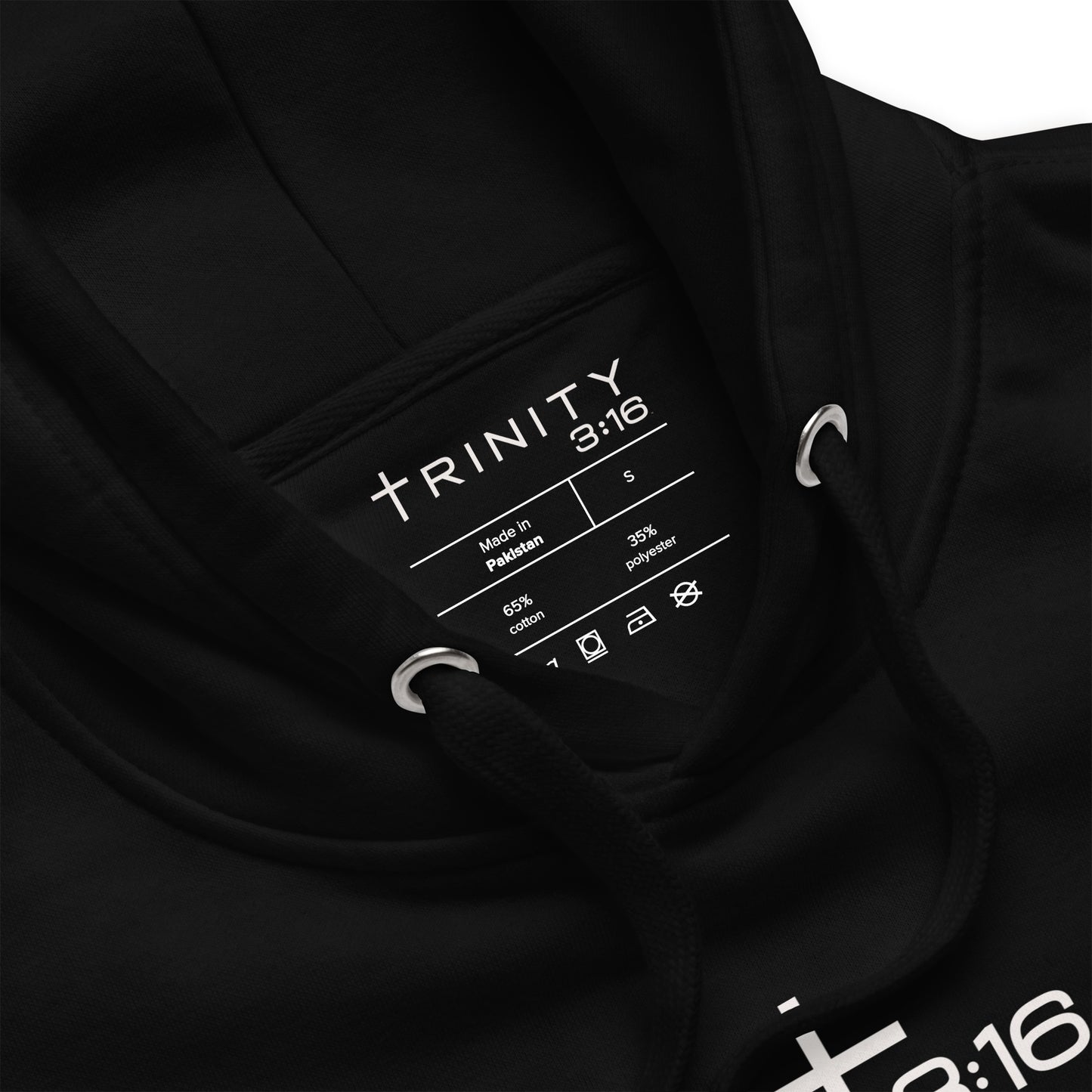 T316 Icon Christian hoodie in black— Trinity 3:16 faith apparel