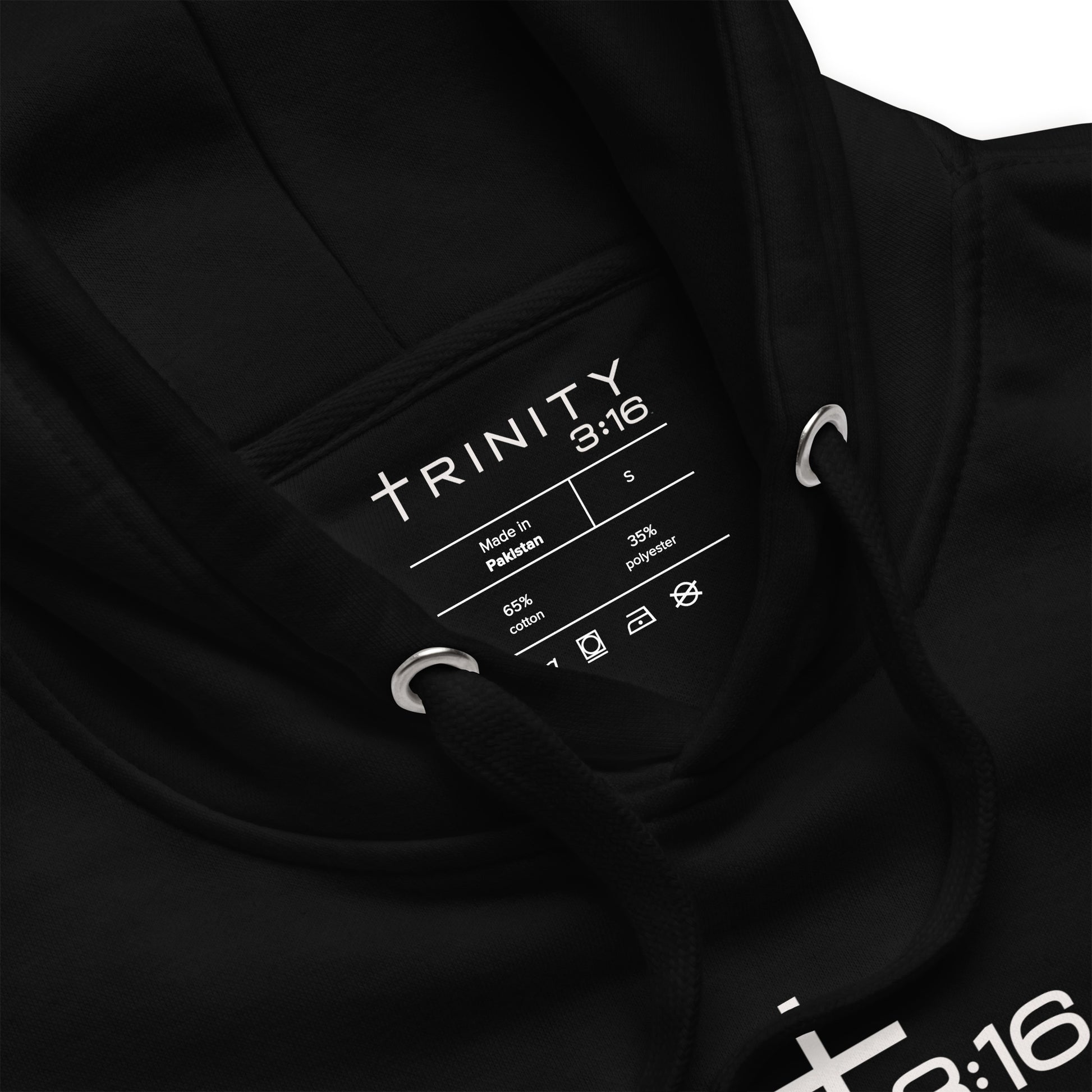 T316 Icon Christian hoodie in black— Trinity 3:16 faith apparel