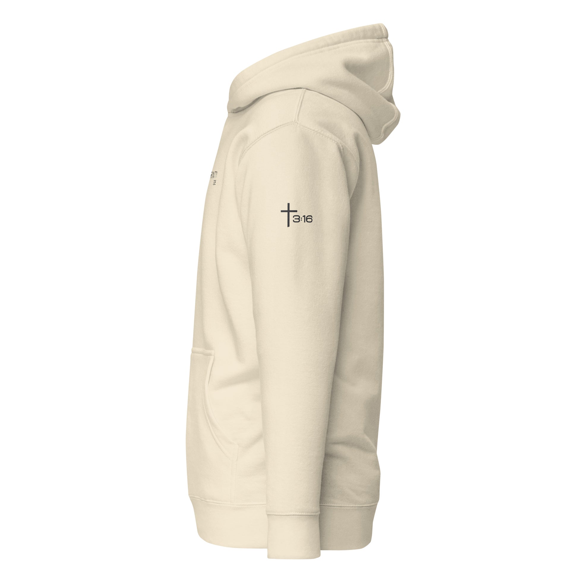 T316 Logo Christian hoodie in Bone— Trinity 3:16 faith apparel
