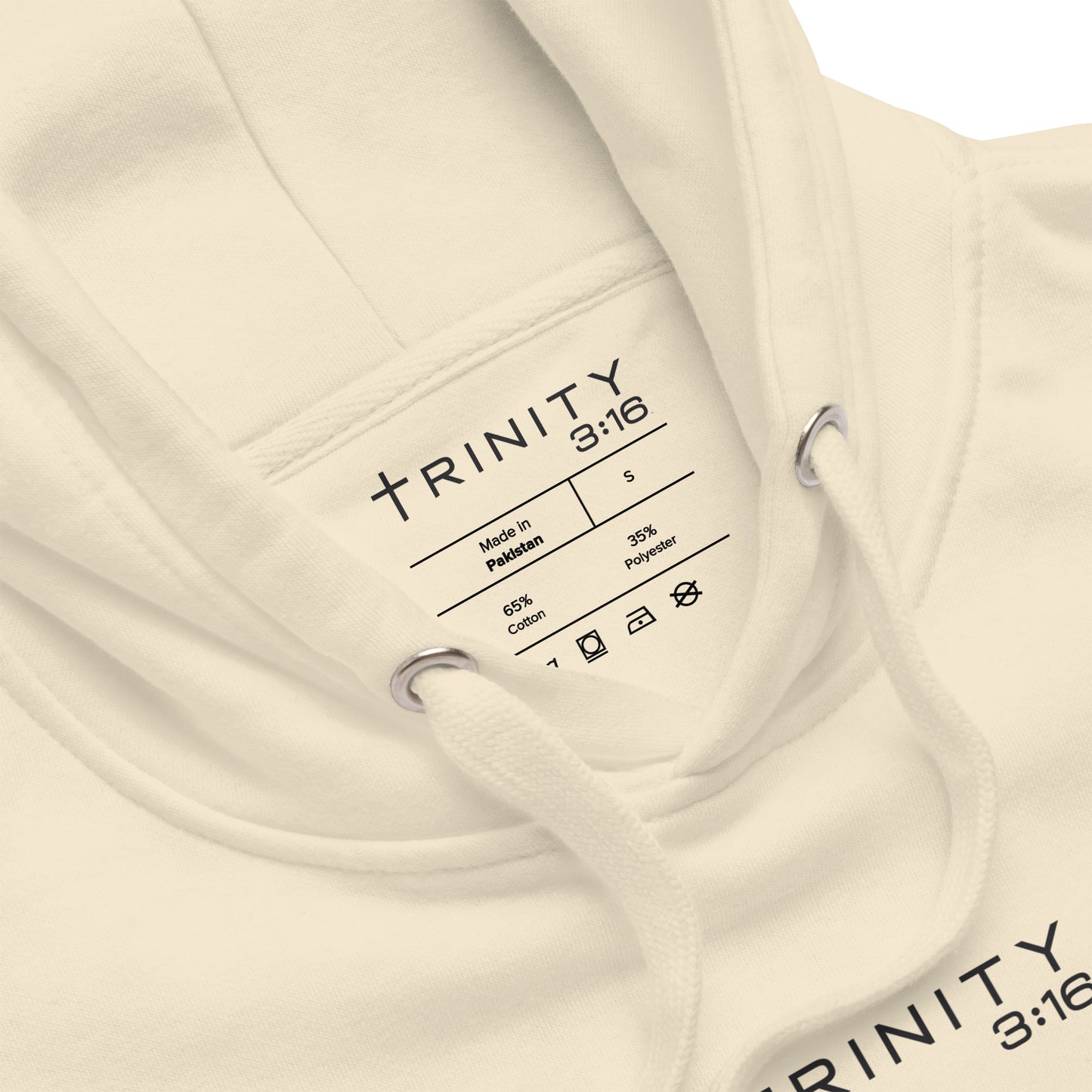 John 3:16 Christian hoodie in bone — Trinity 3:16 faith apparel
