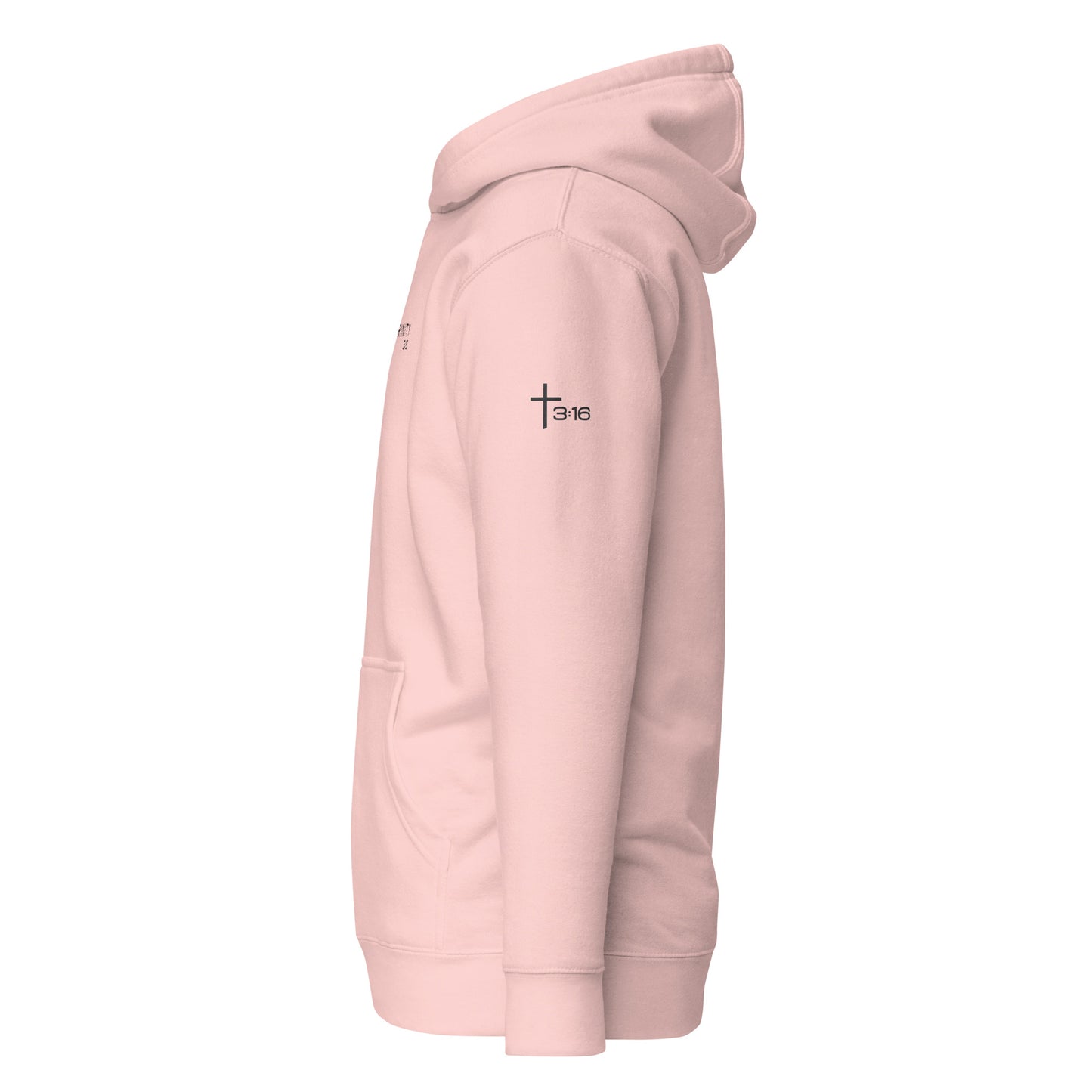 T316 Logo Christian hoodie in Soft Pink — Trinity 3:16 faith apparel