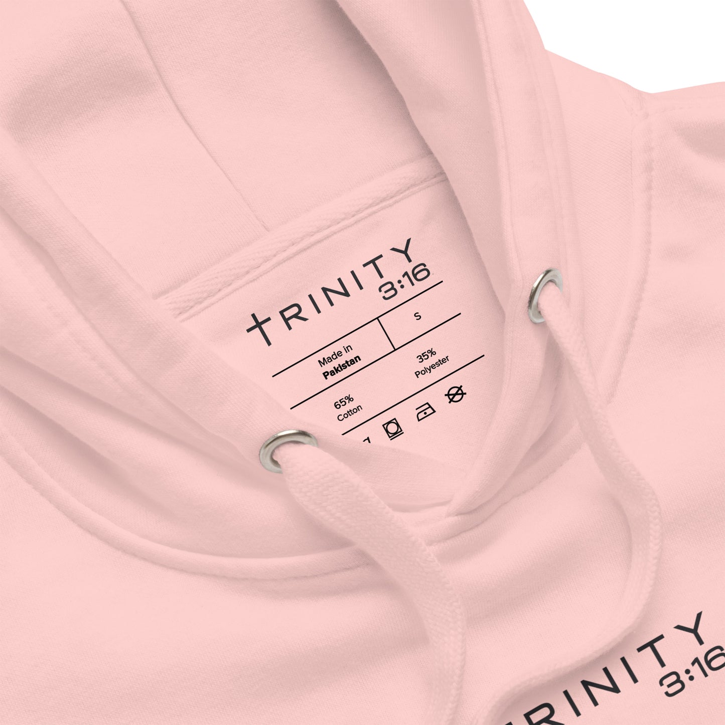 T316 Logo Christian hoodie in Soft Pink— Trinity 3:16 faith apparel