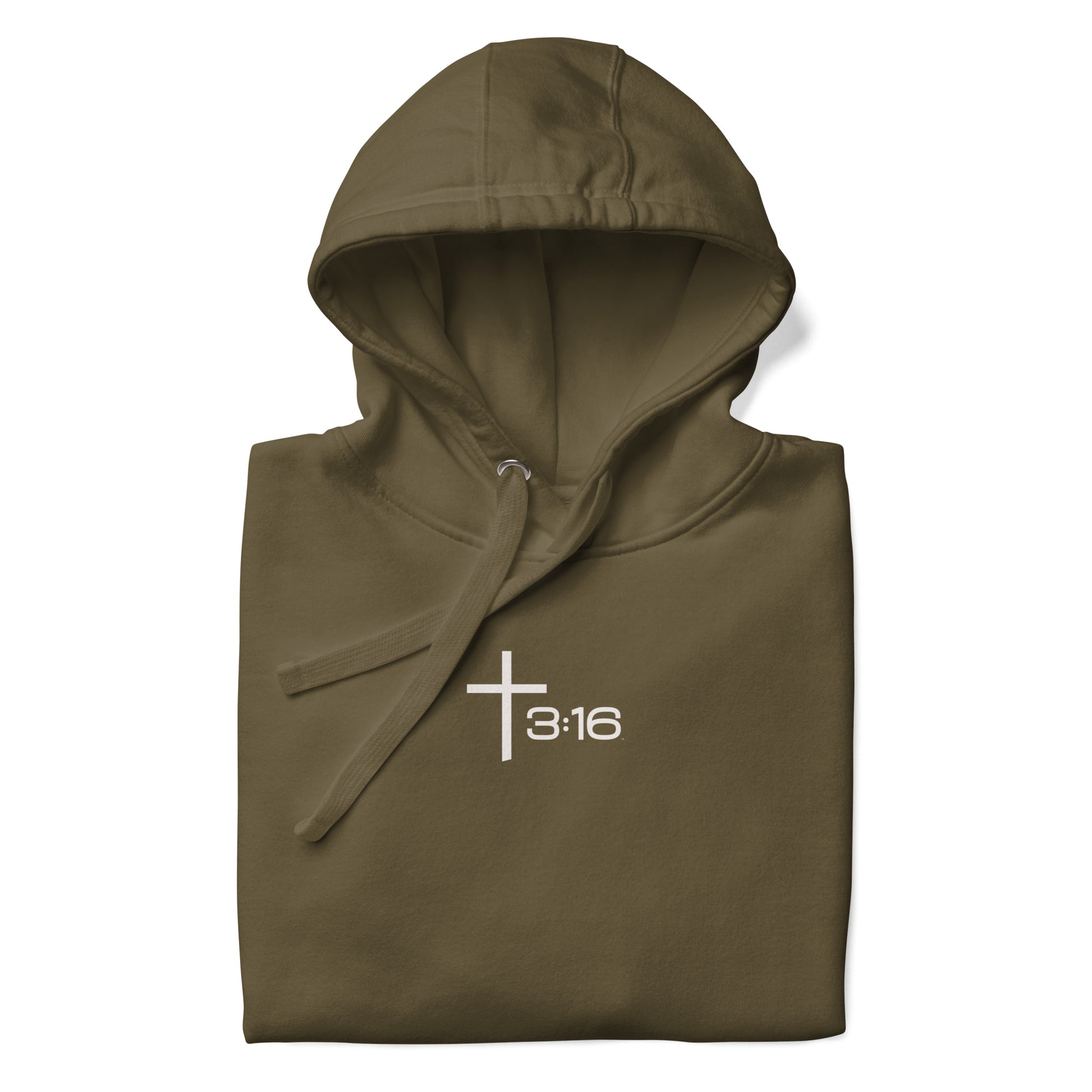 T316 Icon Christian hoodie in green — Trinity 3:16 faith apparel