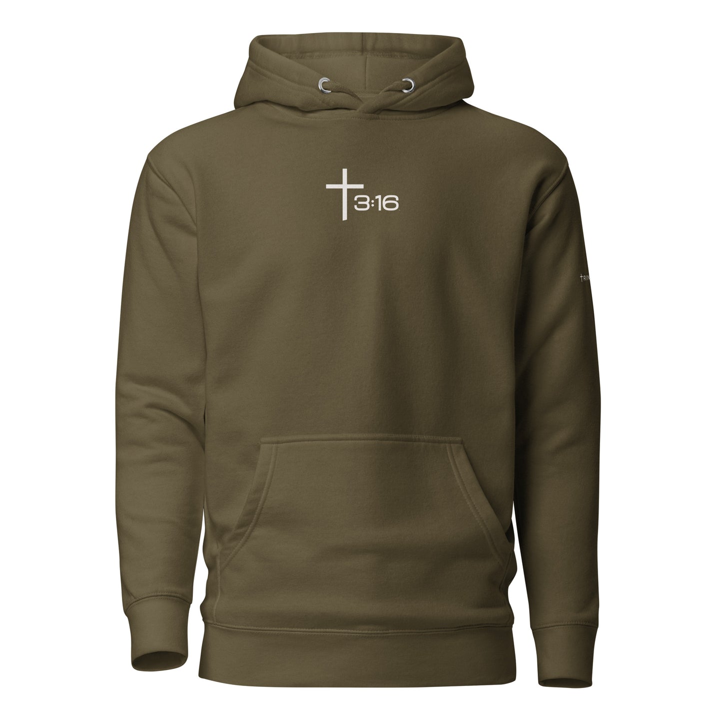 T316 Icon Christian hoodie in green— Trinity 3:16 faith apparel