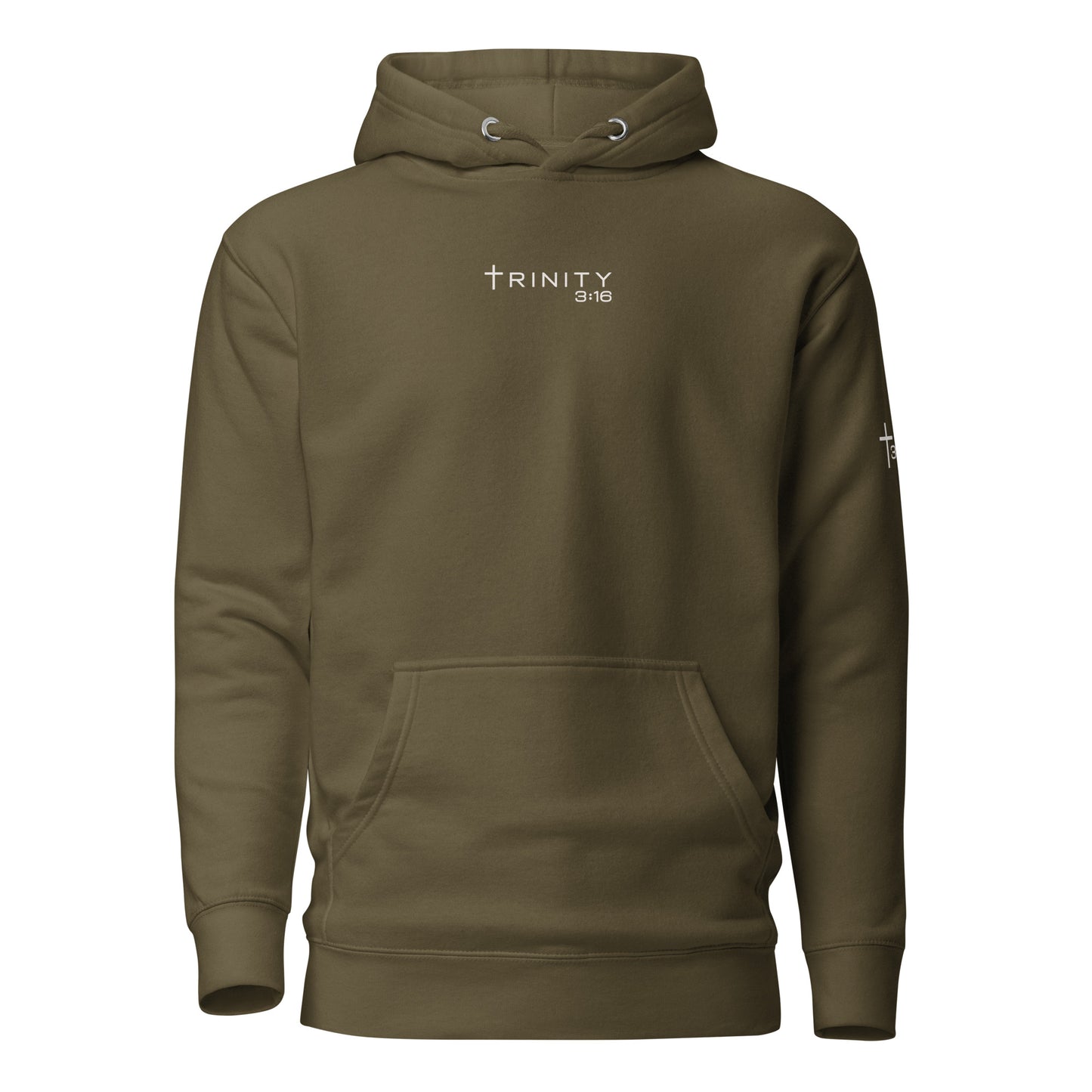 T316 Logo Christian hoodie in green— Trinity 3:16 faith apparel