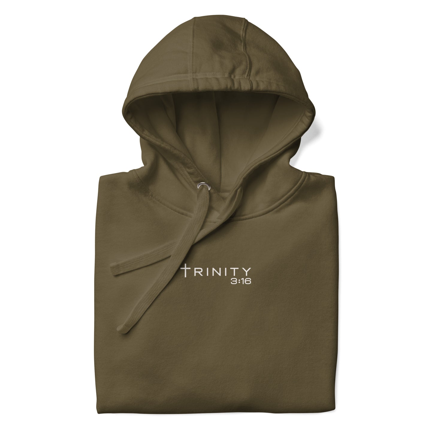 John 3:16 Christian hoodie in green — Trinity 3:16 faith apparel