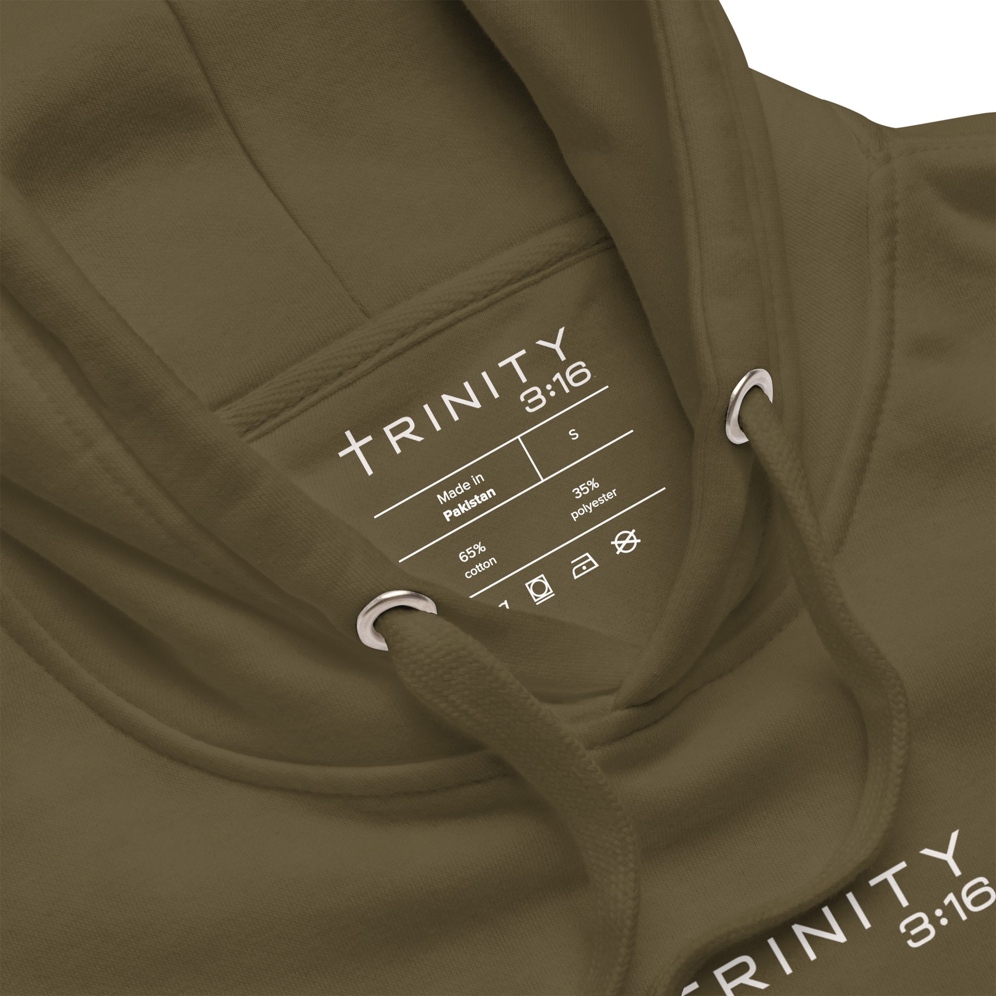 John 3:16 Christian hoodie in green— Trinity 3:16 faith apparel