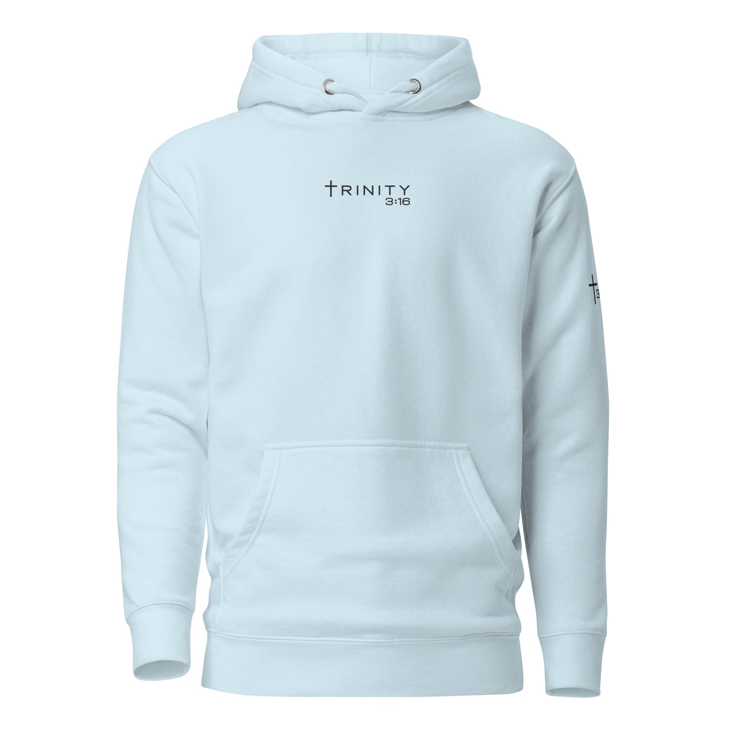 T316 Logo Christian hoodie in Sky Blue— Trinity 3:16 faith apparel