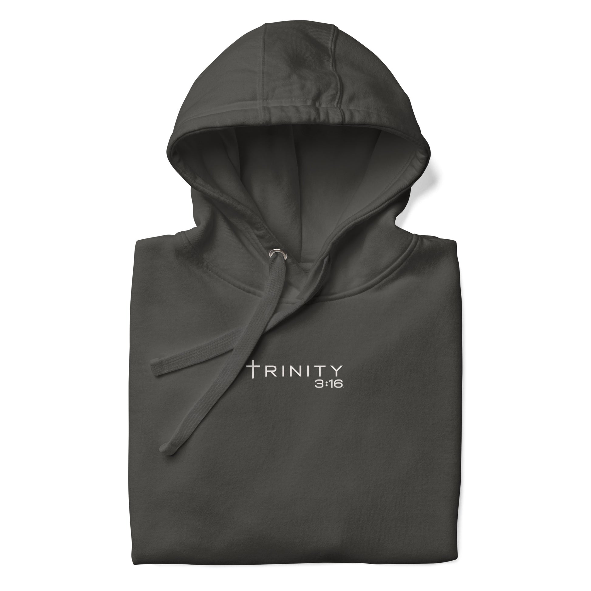 T316 Logo Christian hoodie in grey — Trinity 3:16 faith apparel