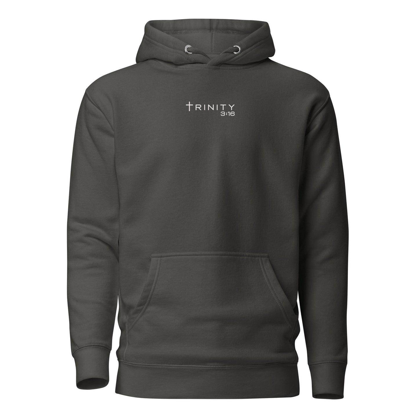 John 3:16 Christian hoodie in grey— Trinity 3:16 faith apparel