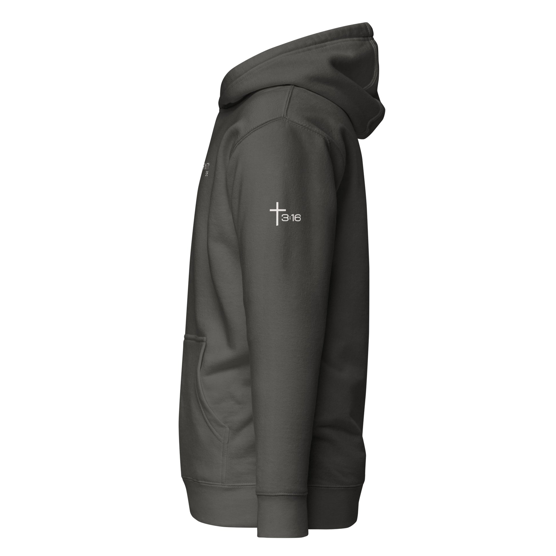T316 Logo Christian hoodie in grey— Trinity 3:16 faith apparel