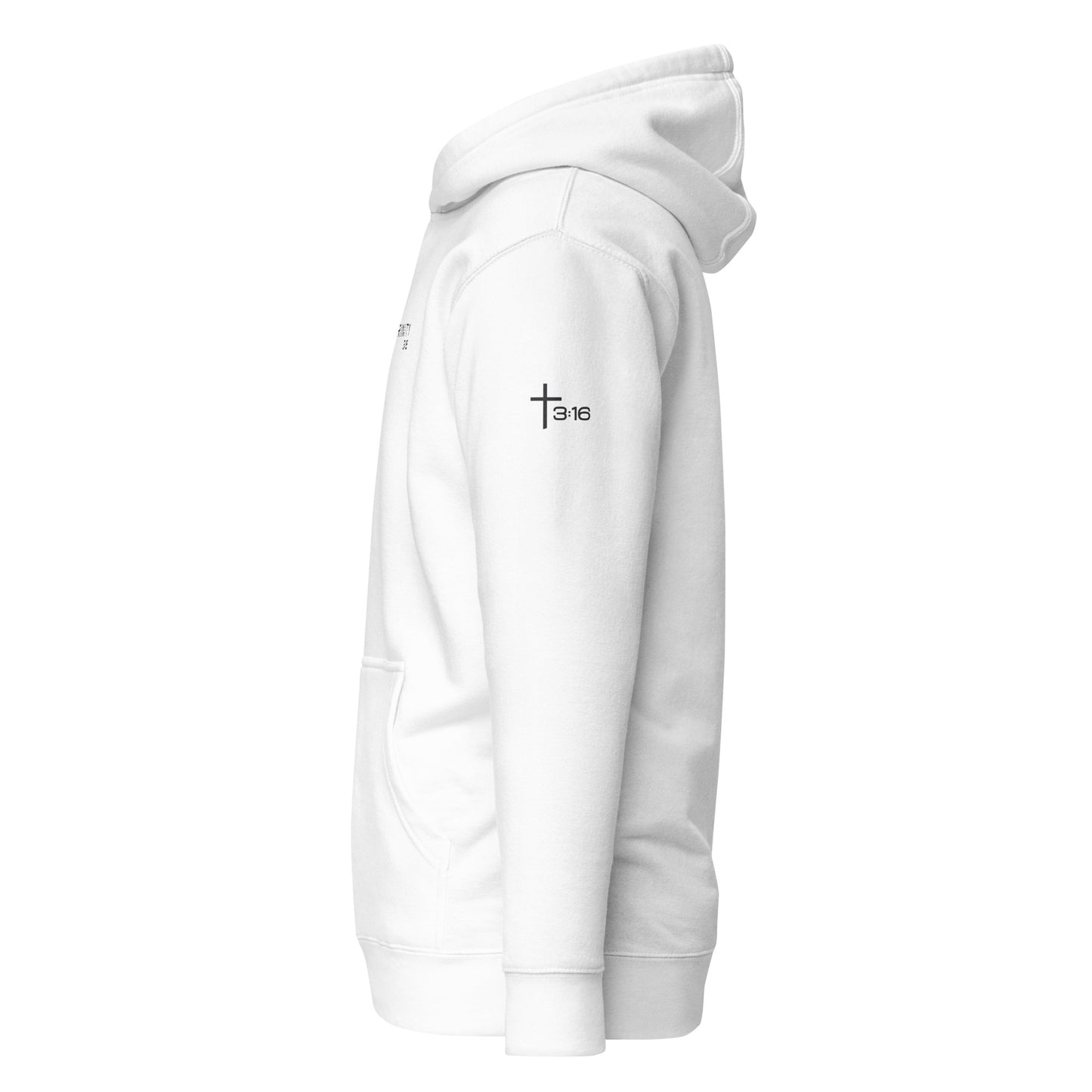 T316 Logo Christian hoodie in White— Trinity 3:16 faith apparel