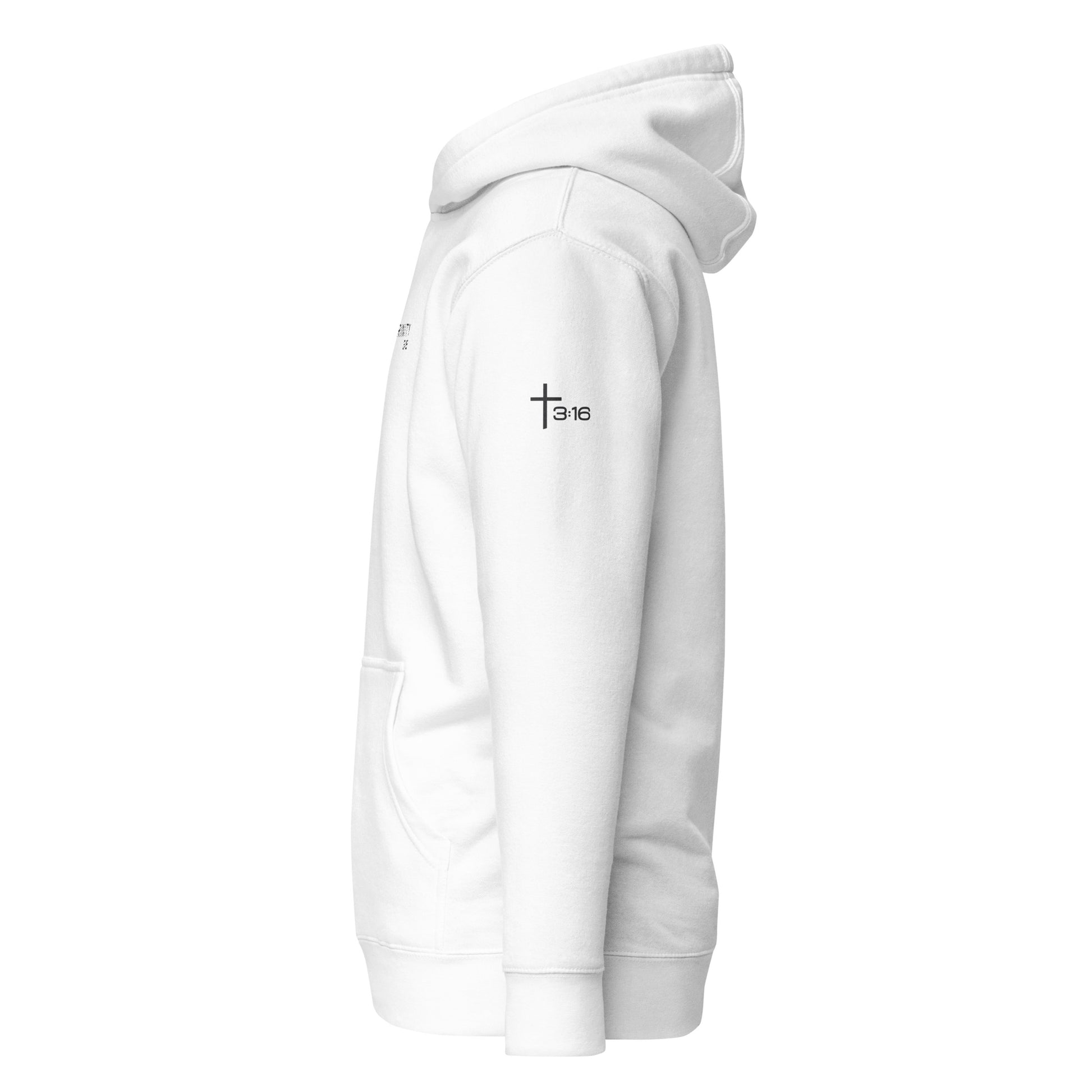 T316 Logo Christian hoodie in White— Trinity 3:16 faith apparel