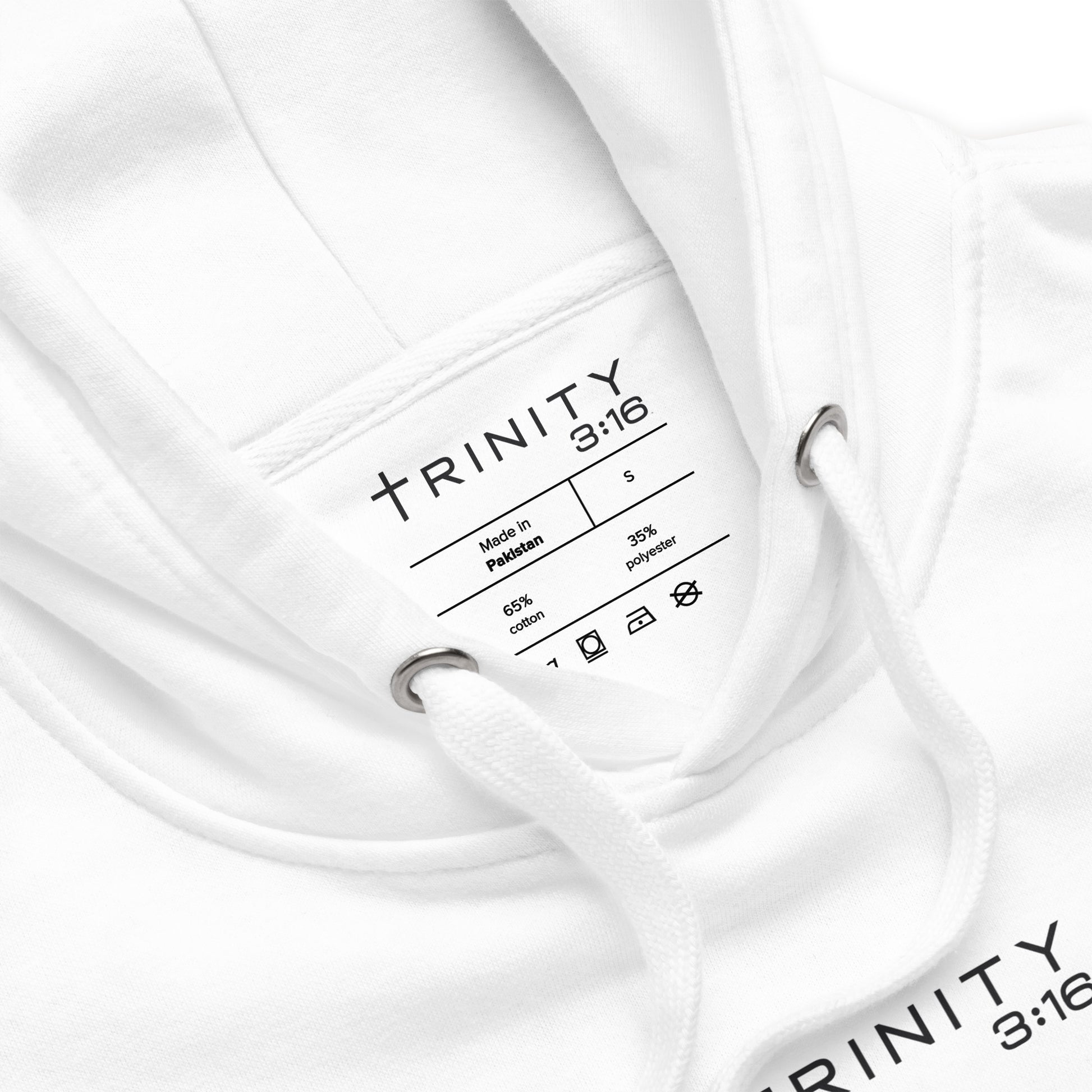 T316 Logo Christian hoodie in White— Trinity 3:16 faith apparel
