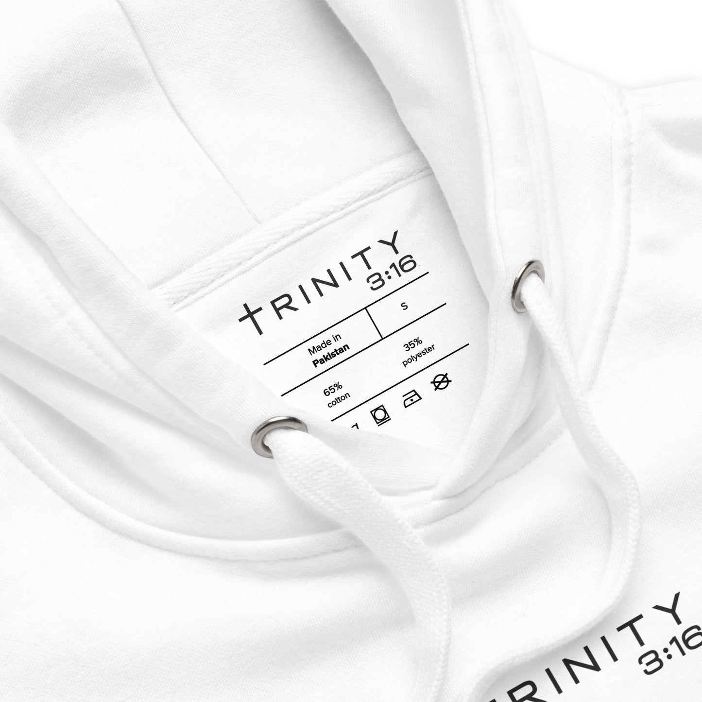 John 3:16 Christian hoodie in white— Trinity 3:16 faith apparel