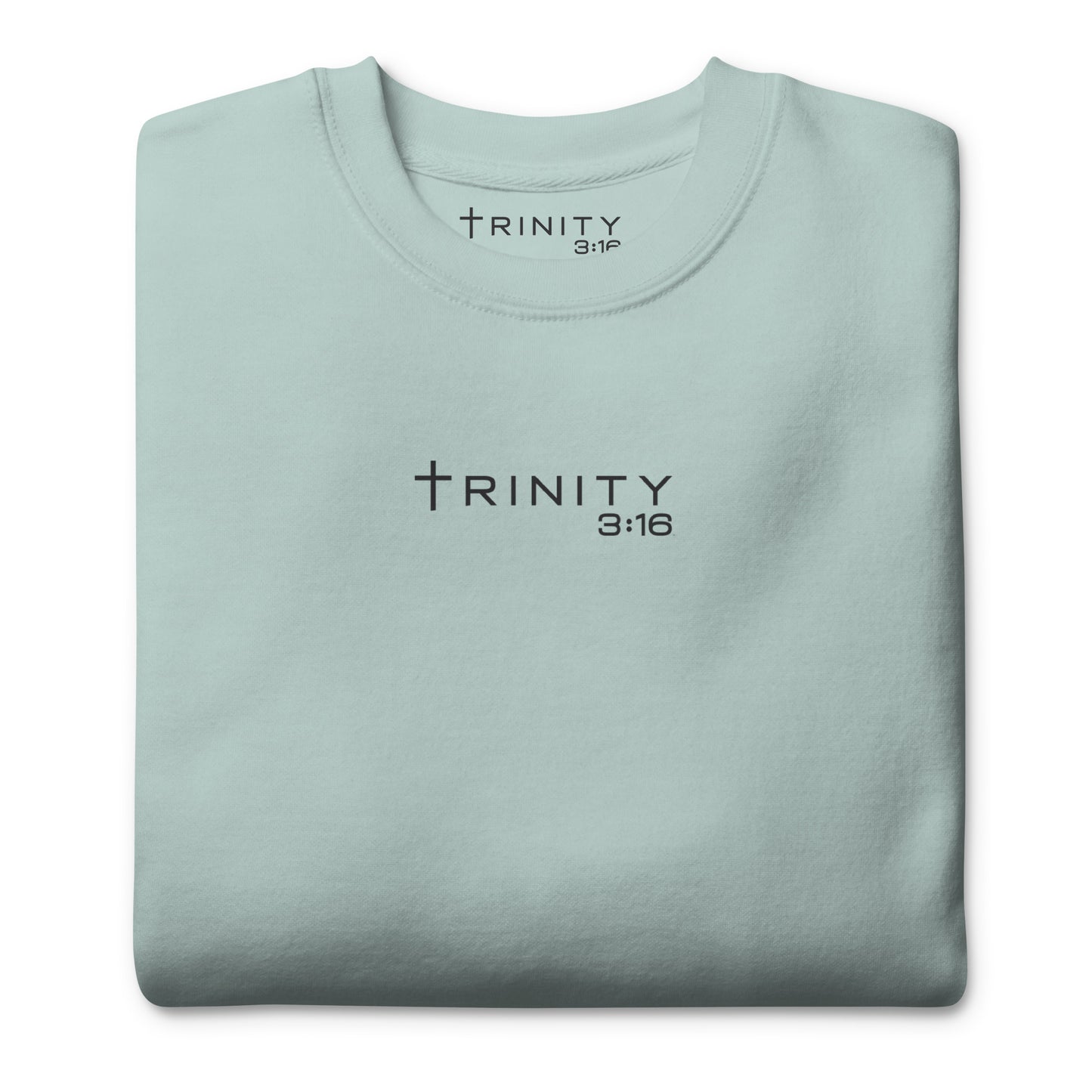 T316 Logo Christian crewneck in agave — Trinity 3:16 faith apparel