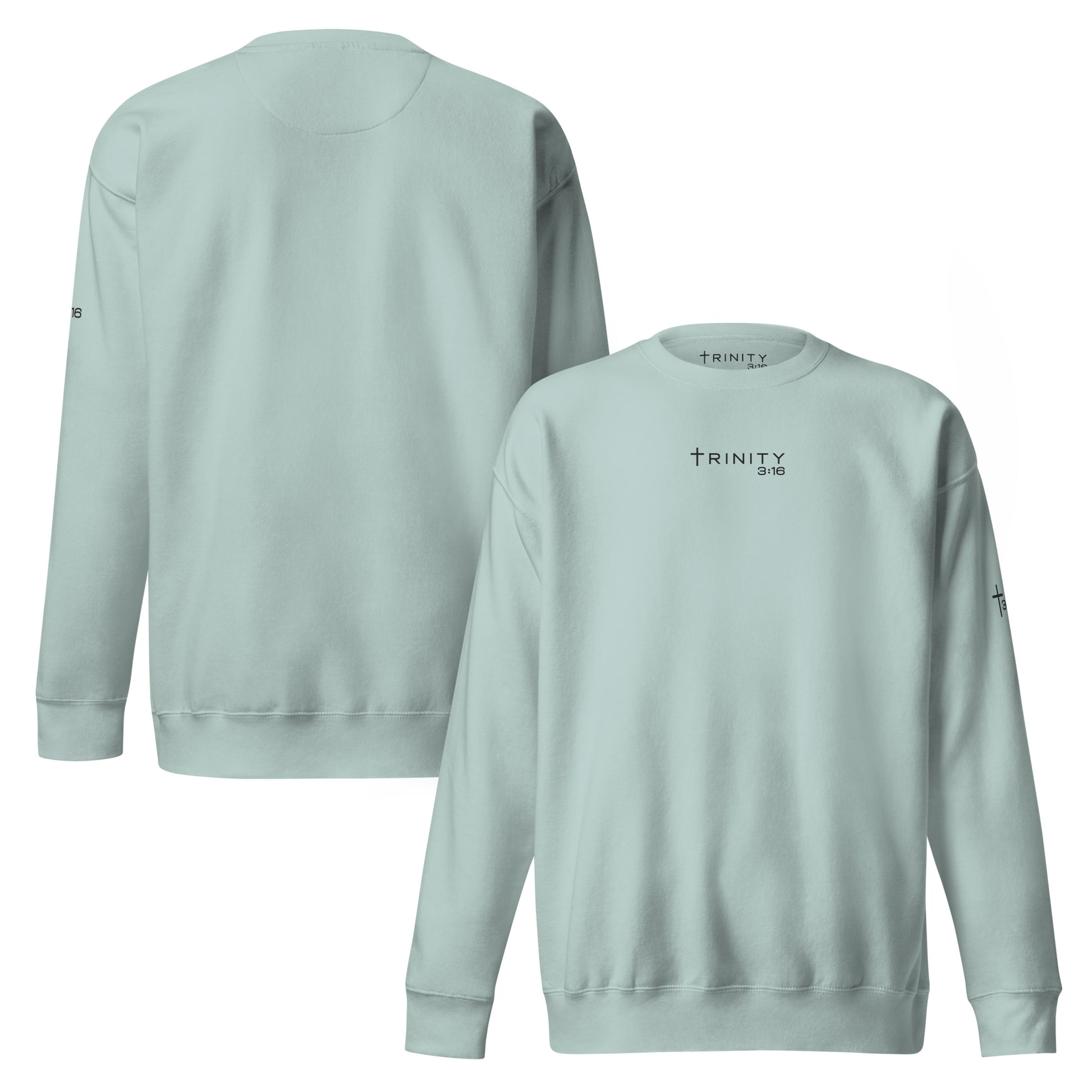 T316 Logo Christian crewneck in agave— Trinity 3:16 faith apparel