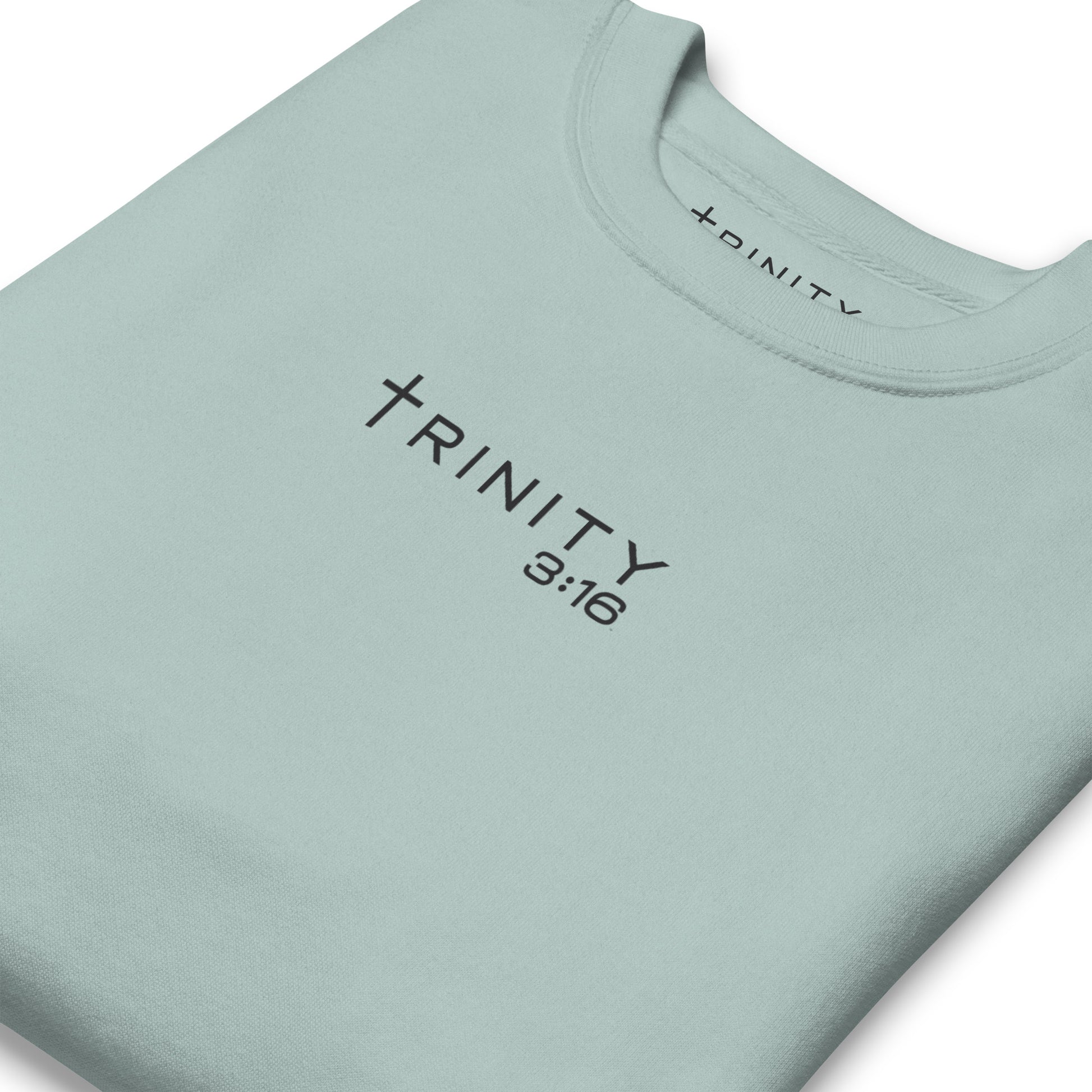 T316 Logo Christian crewneck in agave— Trinity 3:16 faith apparel