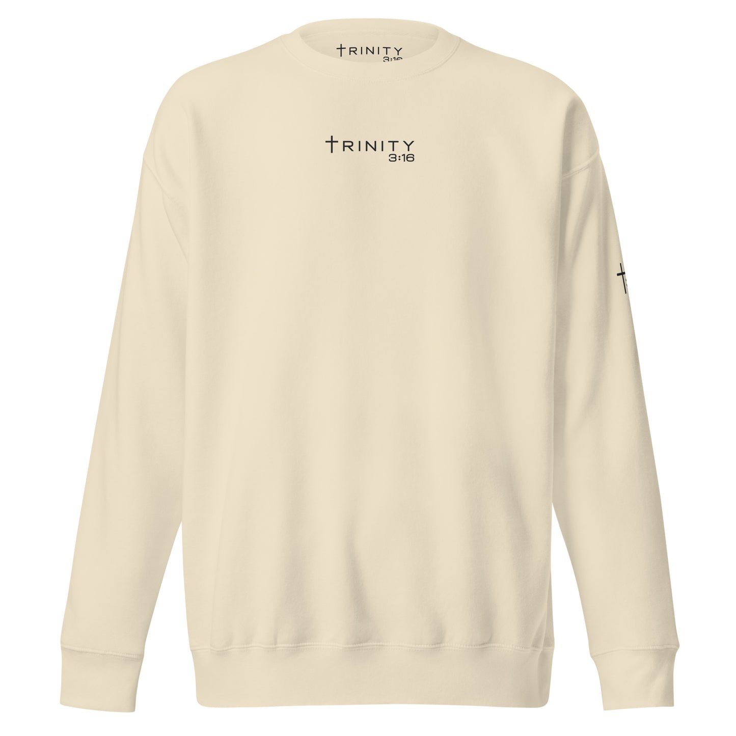 T316 Logo Christian crewneck in bone— Trinity 3:16 faith apparel